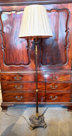 Patinated Steel and Gilt bronze Floor Lamp