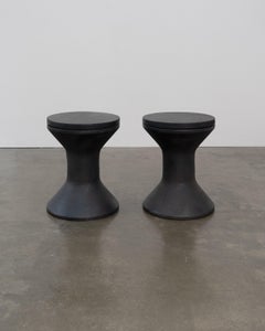 One Patinated Steel and Plywood Stool / Side Table