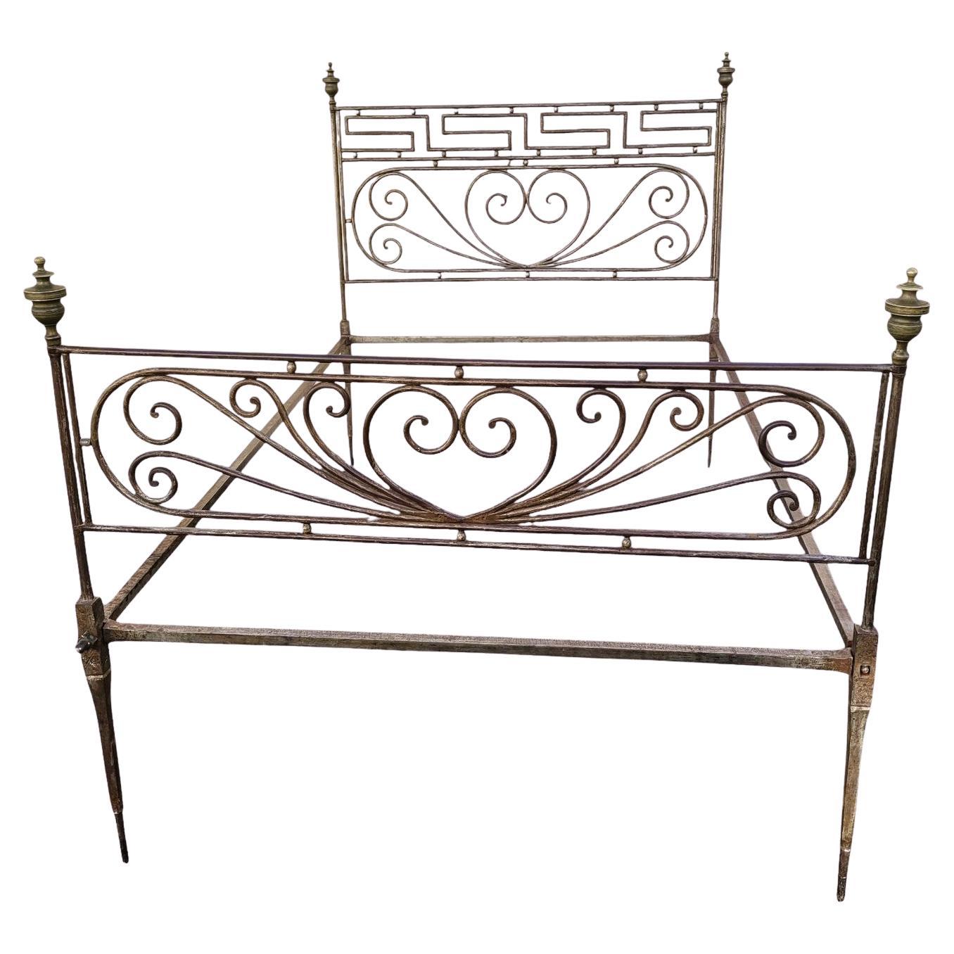 Patinated Steel Bed, Width 140cm, 19th Century