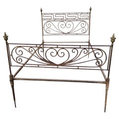 Letto in acciaio patinato, larghezza 140 cm, XIX secolo