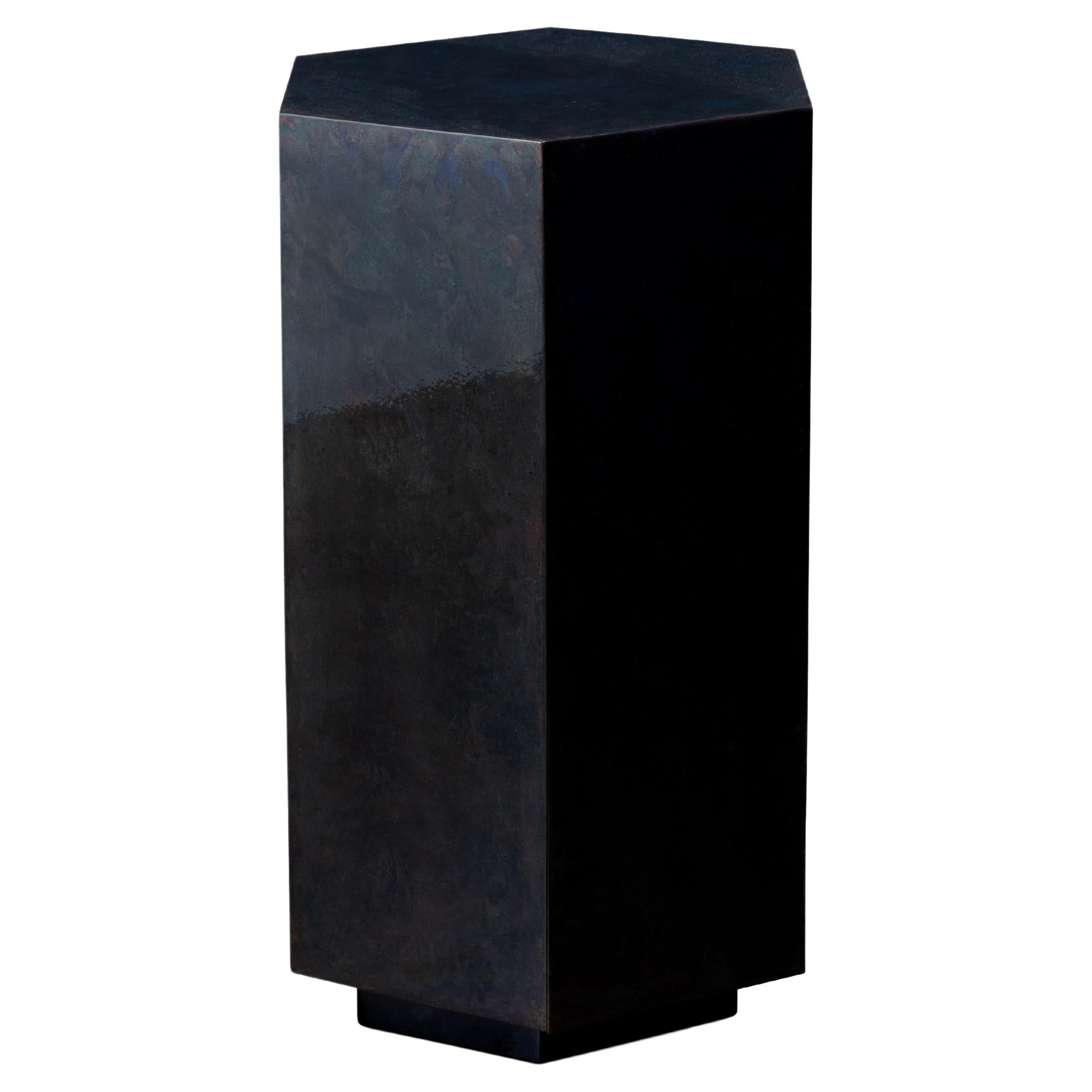 Patinated Steel Modern Side Table by Costantini, Ettore Hex, in Stock  For Sale