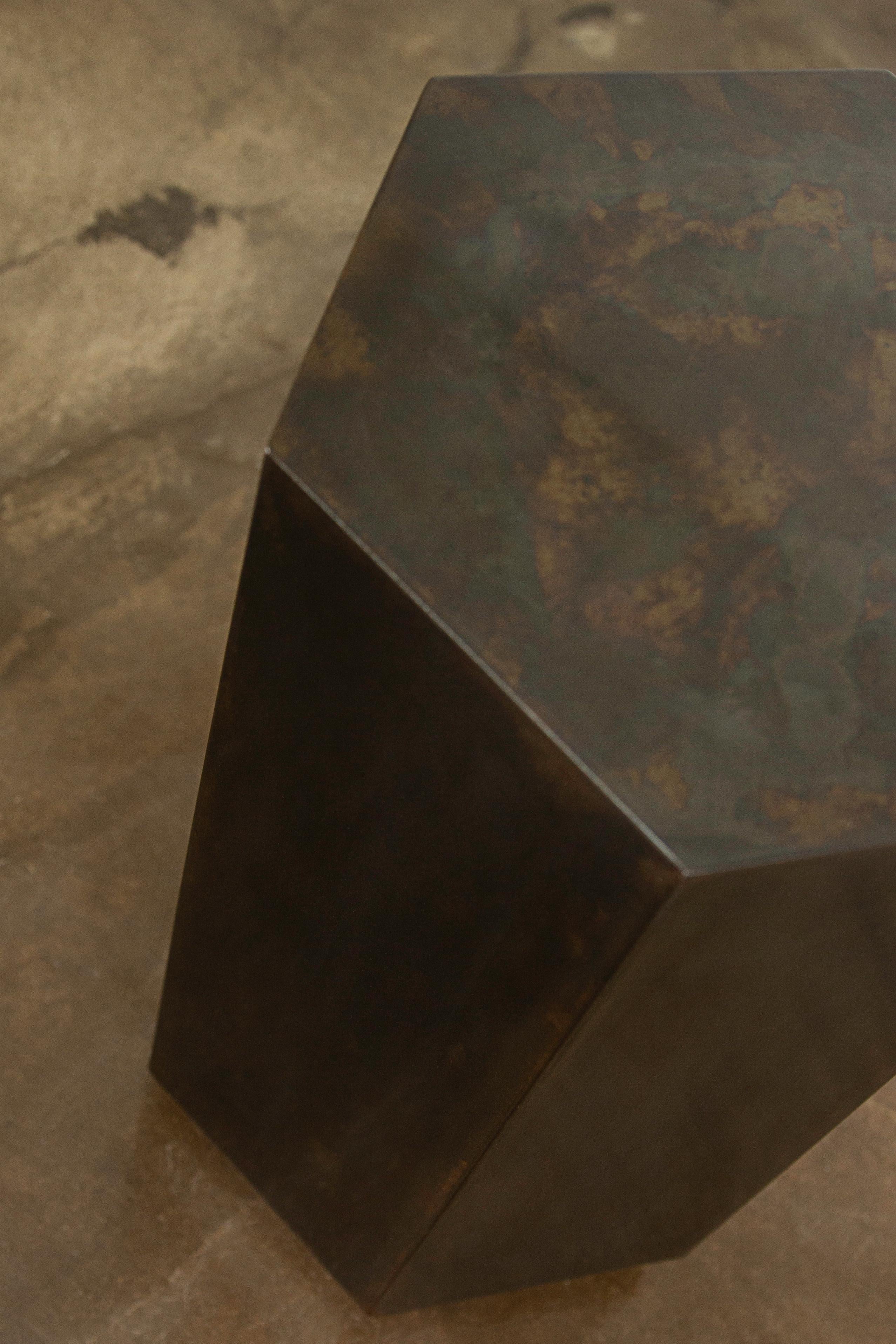 Patinated Steel Modern Side Table from Costantini, Ettore Hex 'In Stock' In New Condition In New York, NY