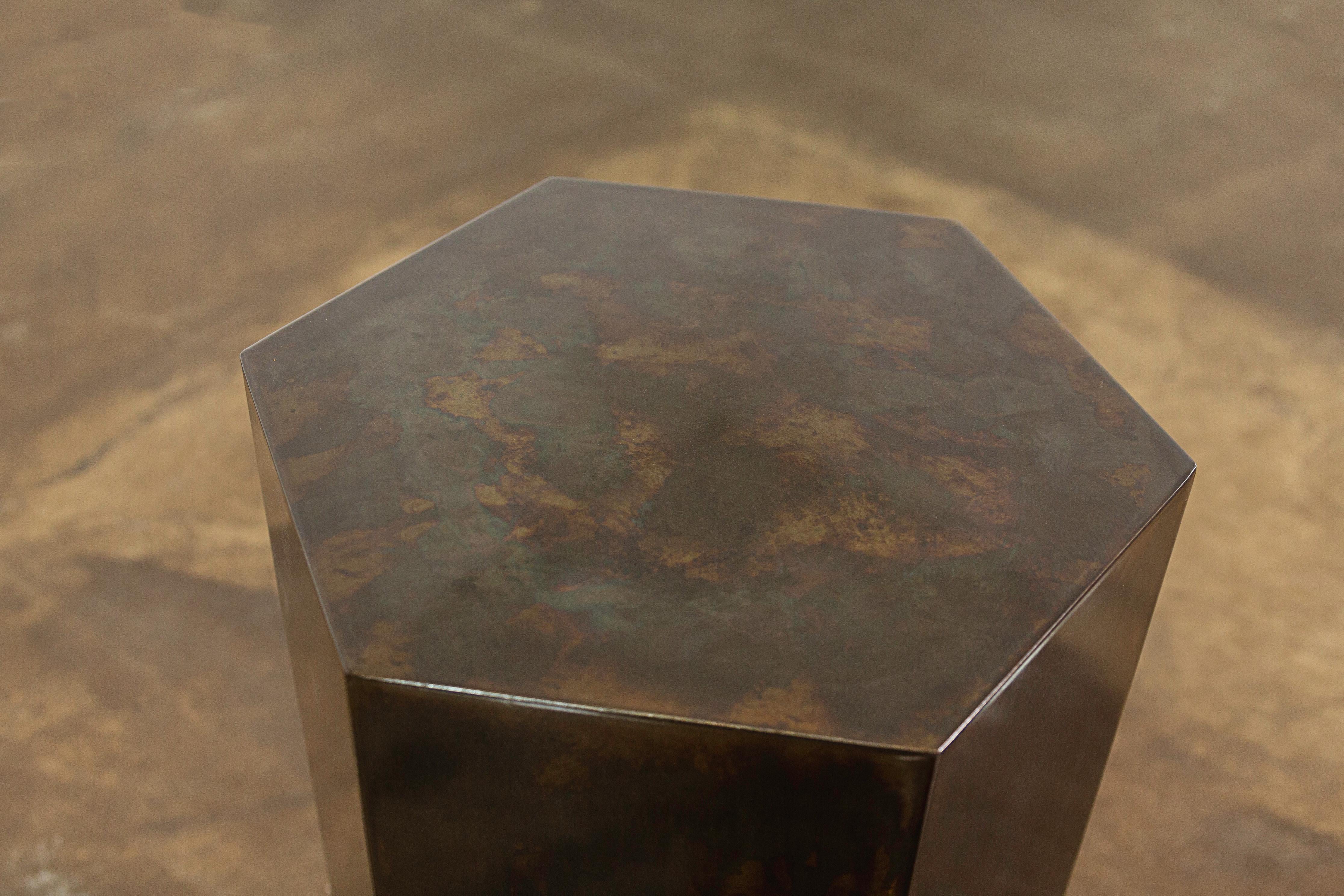 Metal Patinated Steel Modern Side Table from Costantini, Ettore Hex 'In Stock'