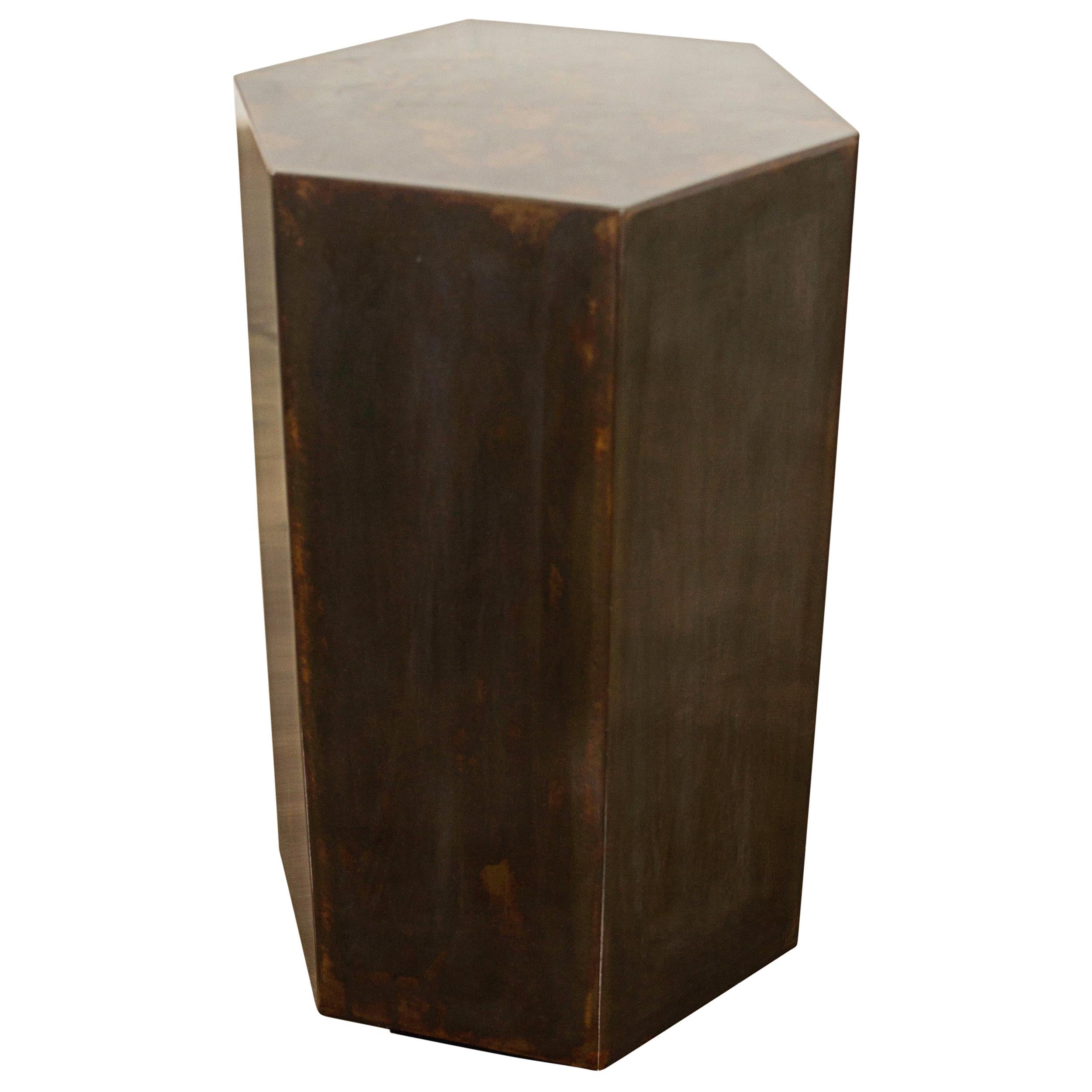 Patinated Steel Modern Side Table from Costantini, Ettore Hex 'In Stock'