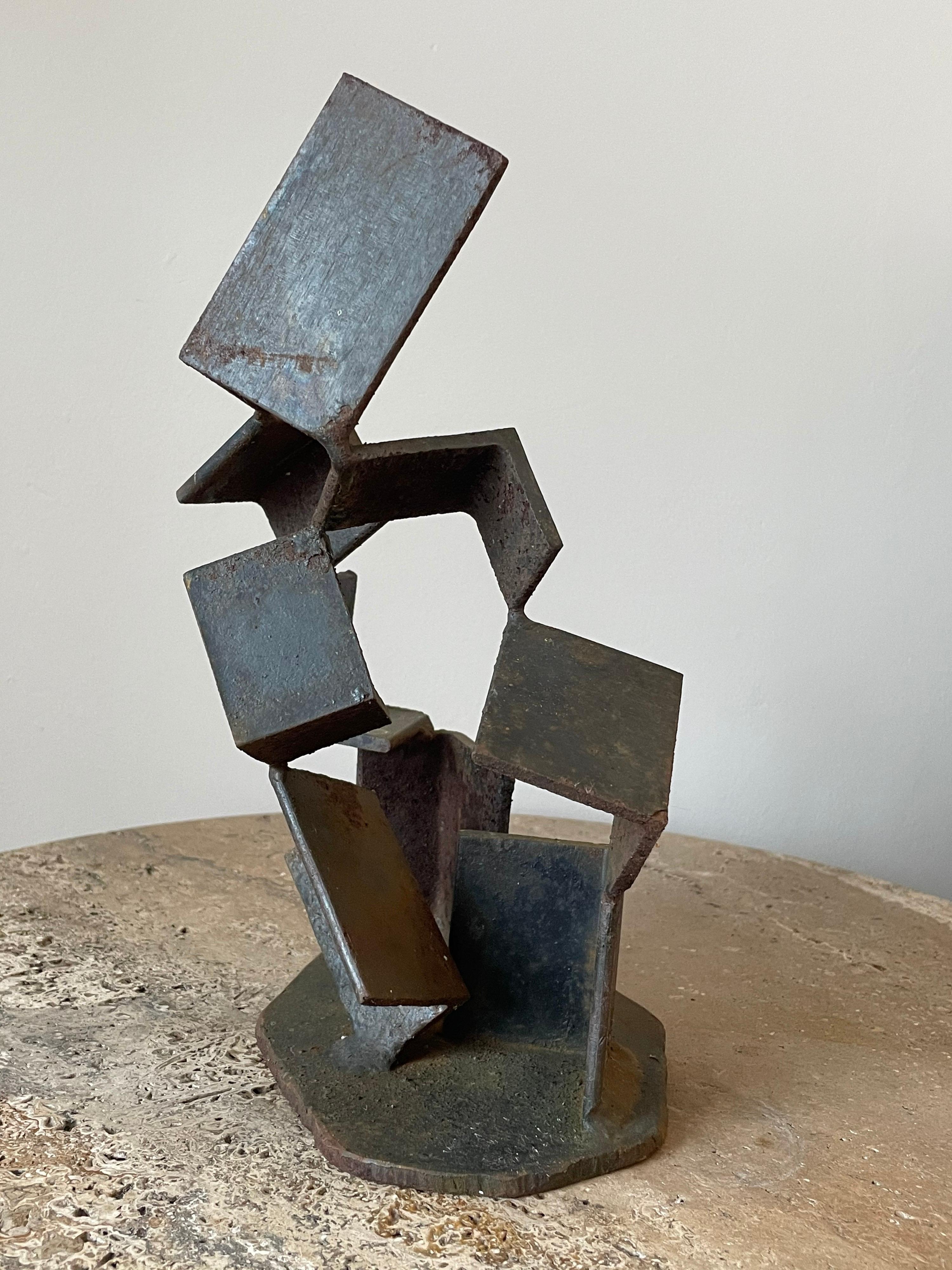 Mid-Century Modern Patinated Steel Modernist Sculpture For Sale