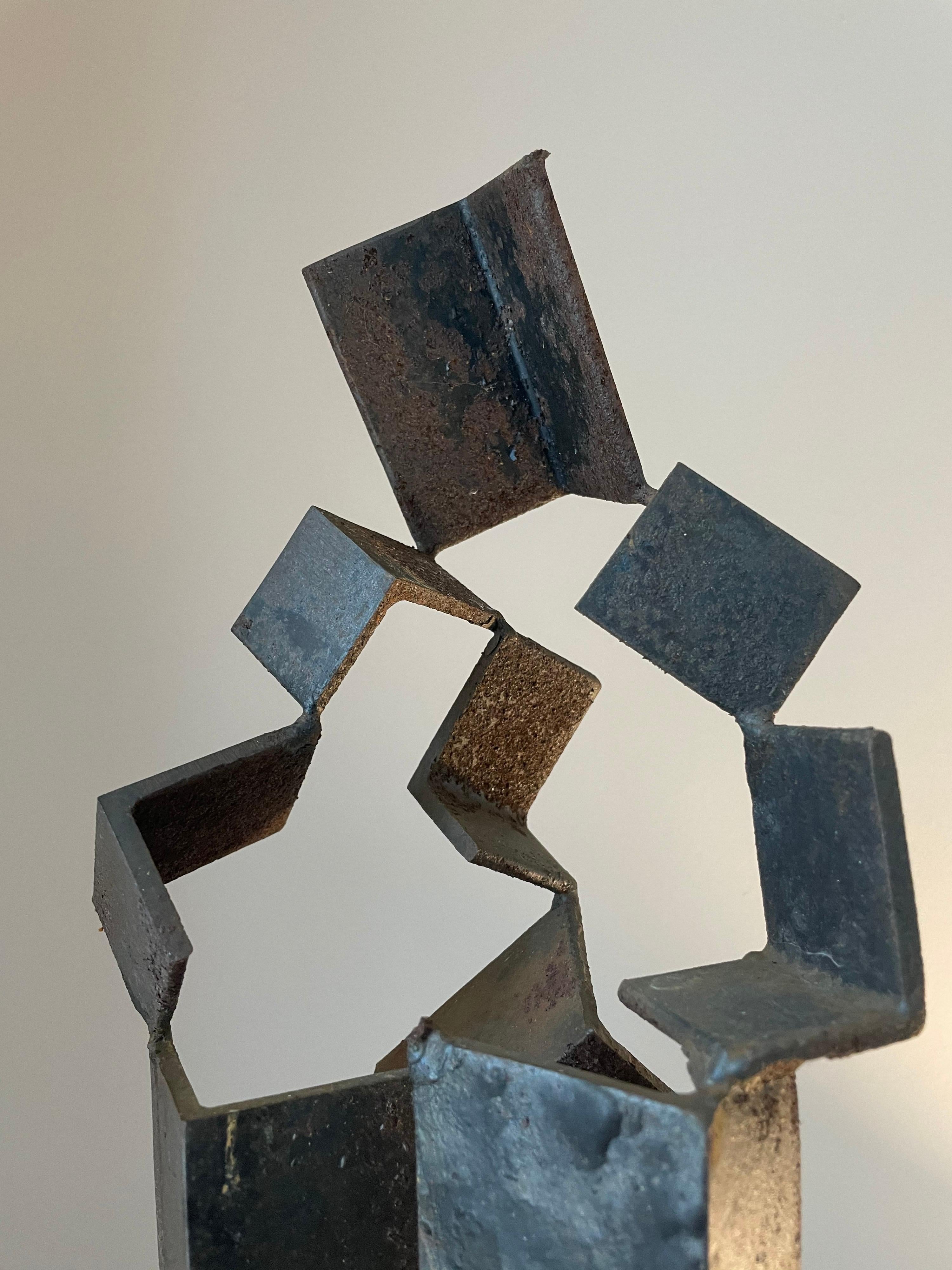 Patinated Steel Modernist Sculpture For Sale 1