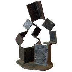 Patinated Steel Modernist Sculpture