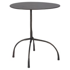 Patinated Steel Side Table with Hammered Legs