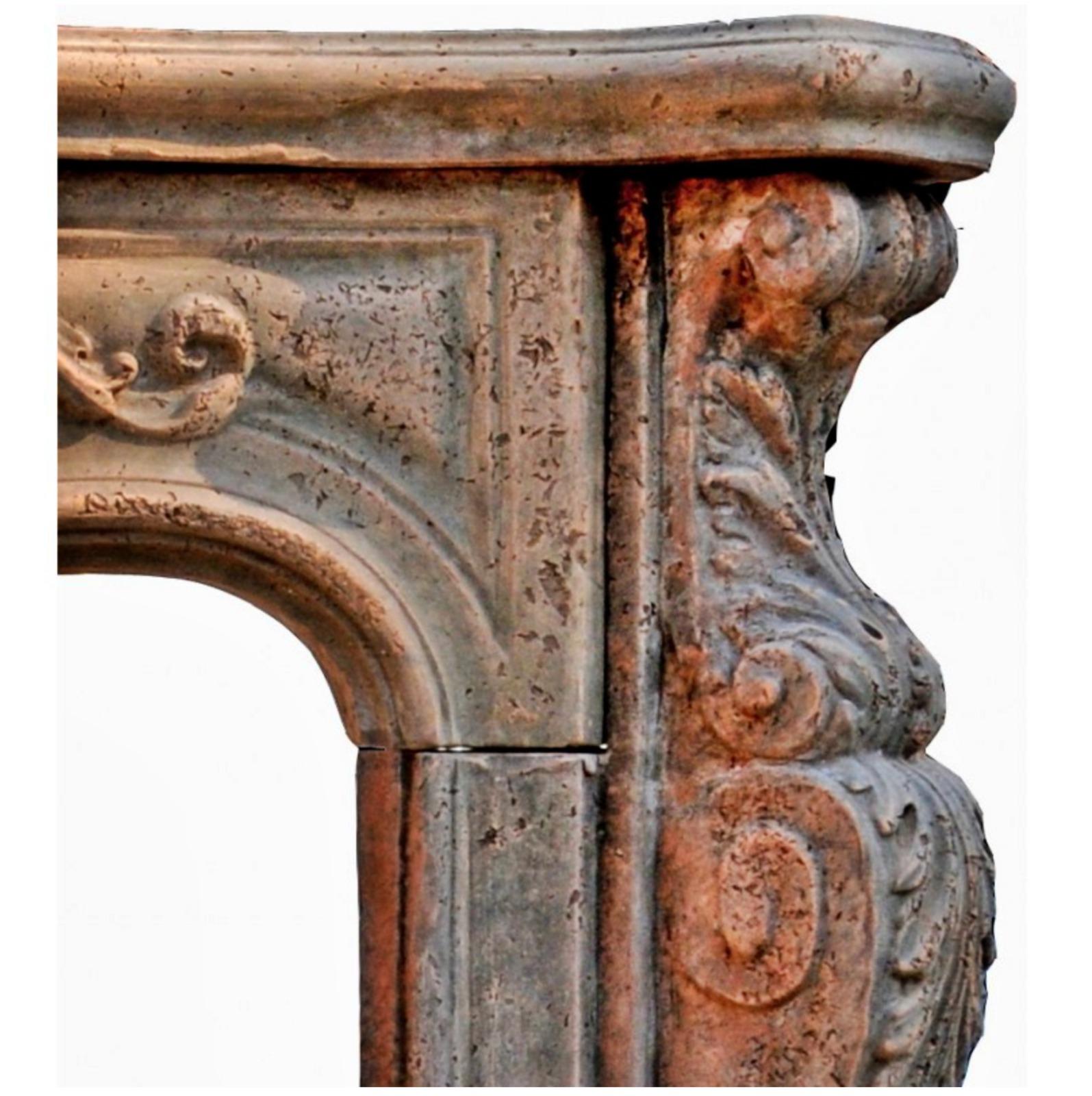 Modern Patinated Terracotta Fireplace End 19th Century For Sale