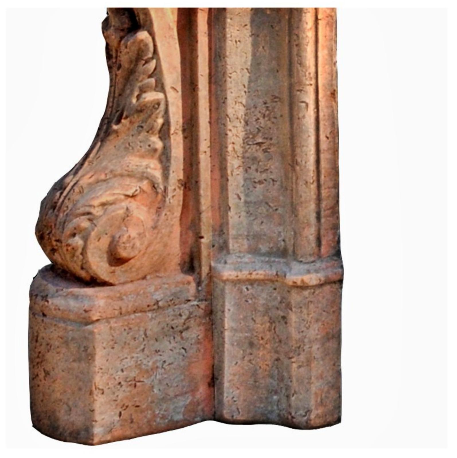 Italian Patinated Terracotta Fireplace End 19th Century For Sale