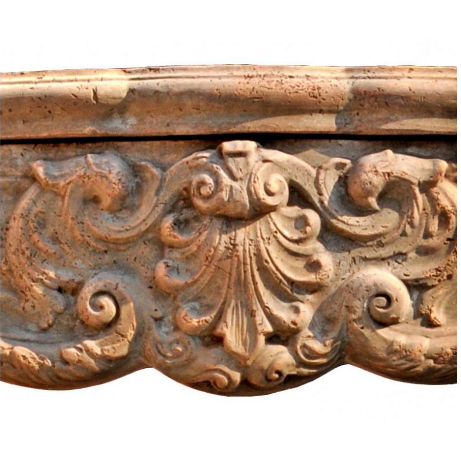 Patinated Terracotta Fireplace End 19th Century In Good Condition For Sale In Madrid, ES