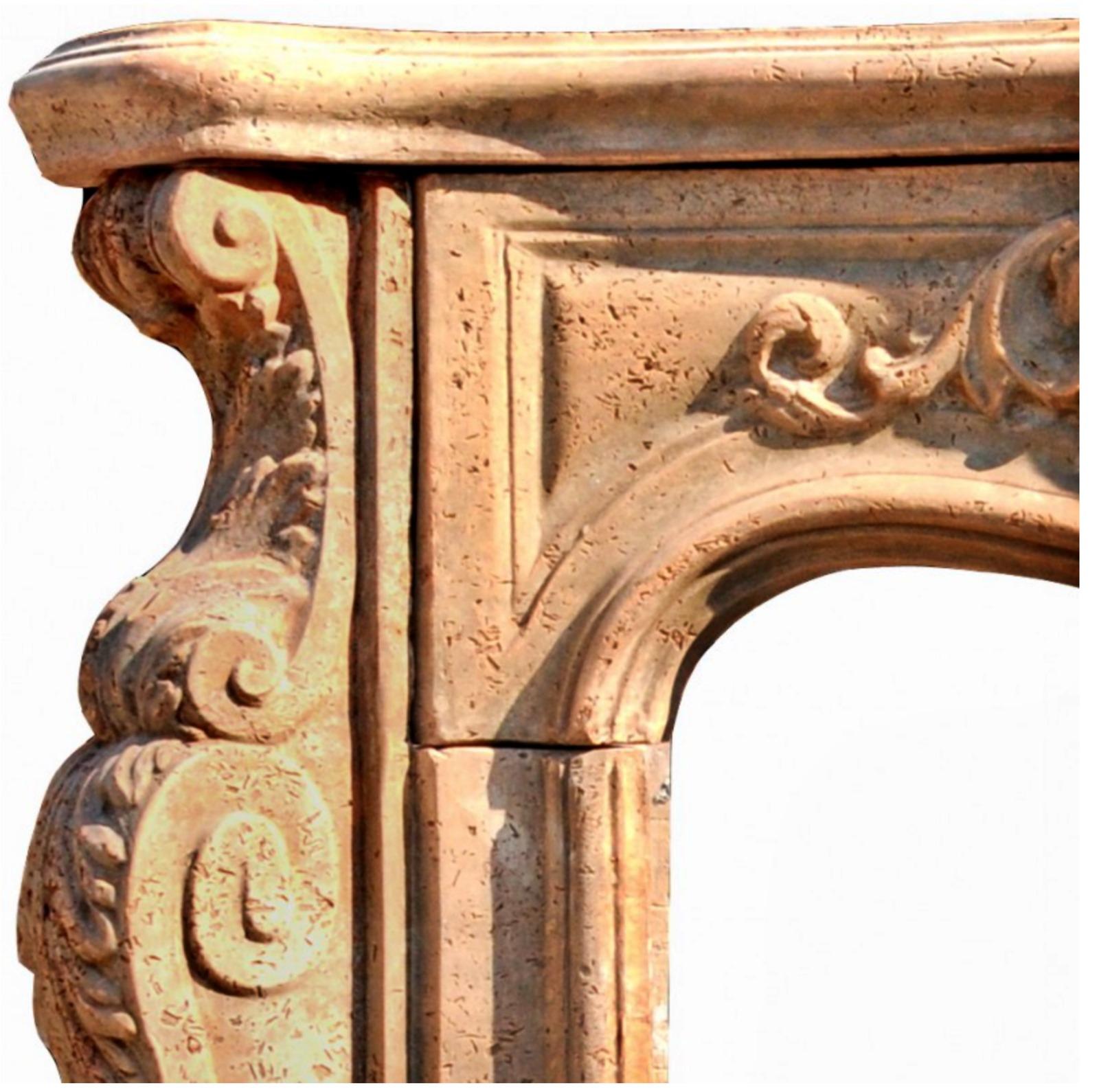 Patinated Terracotta Fireplace End 19th Century For Sale 1