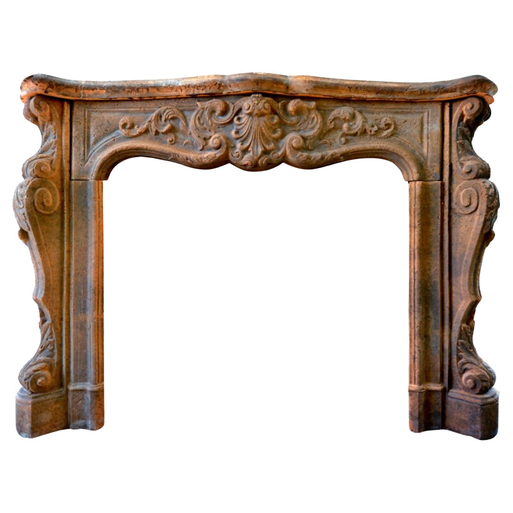 Patinated Terracotta Fireplace End 19th Century For Sale