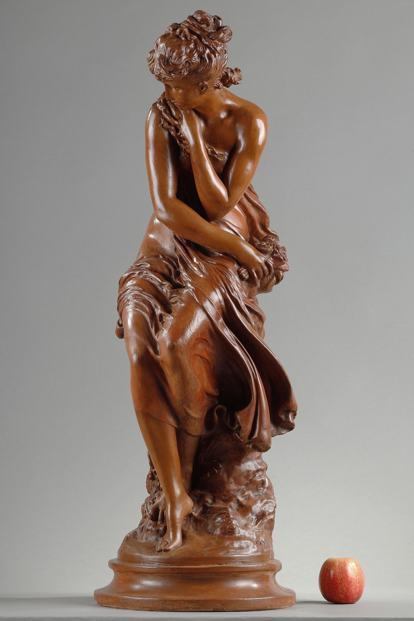 Very large and beautiful terracotta sculpture by Mathurin Moreau (1822-1912) depicting 