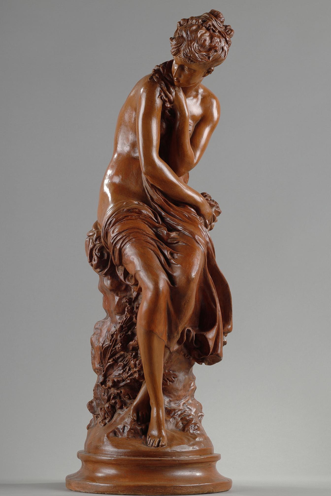 Patinated terracotta sculpture signed by Mathurin Moreau In Good Condition In Paris, FR