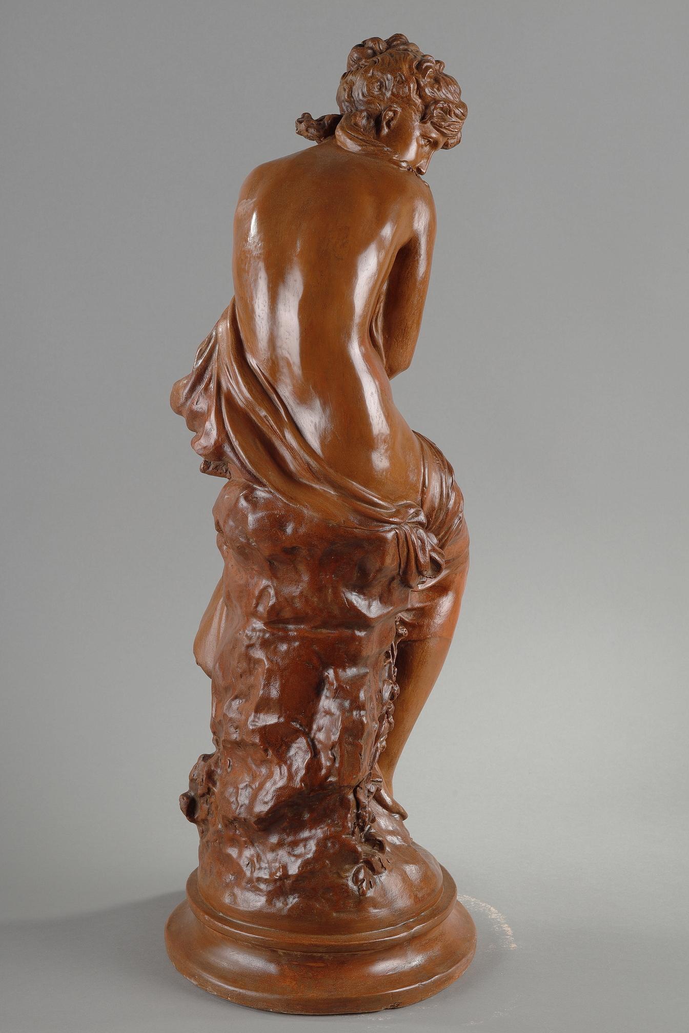 Terracotta Patinated terracotta sculpture signed by Mathurin Moreau