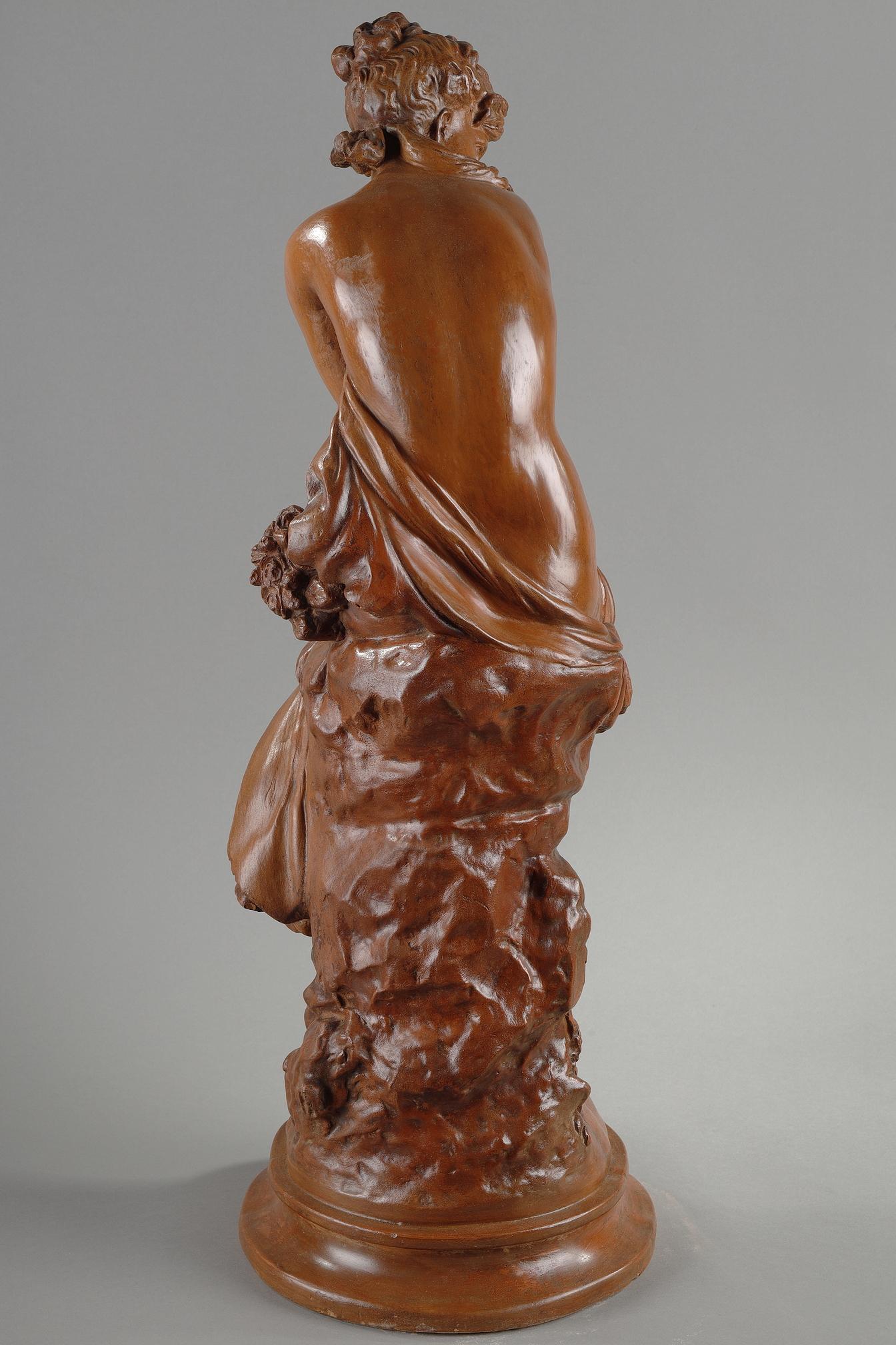 Patinated terracotta sculpture signed by Mathurin Moreau 1