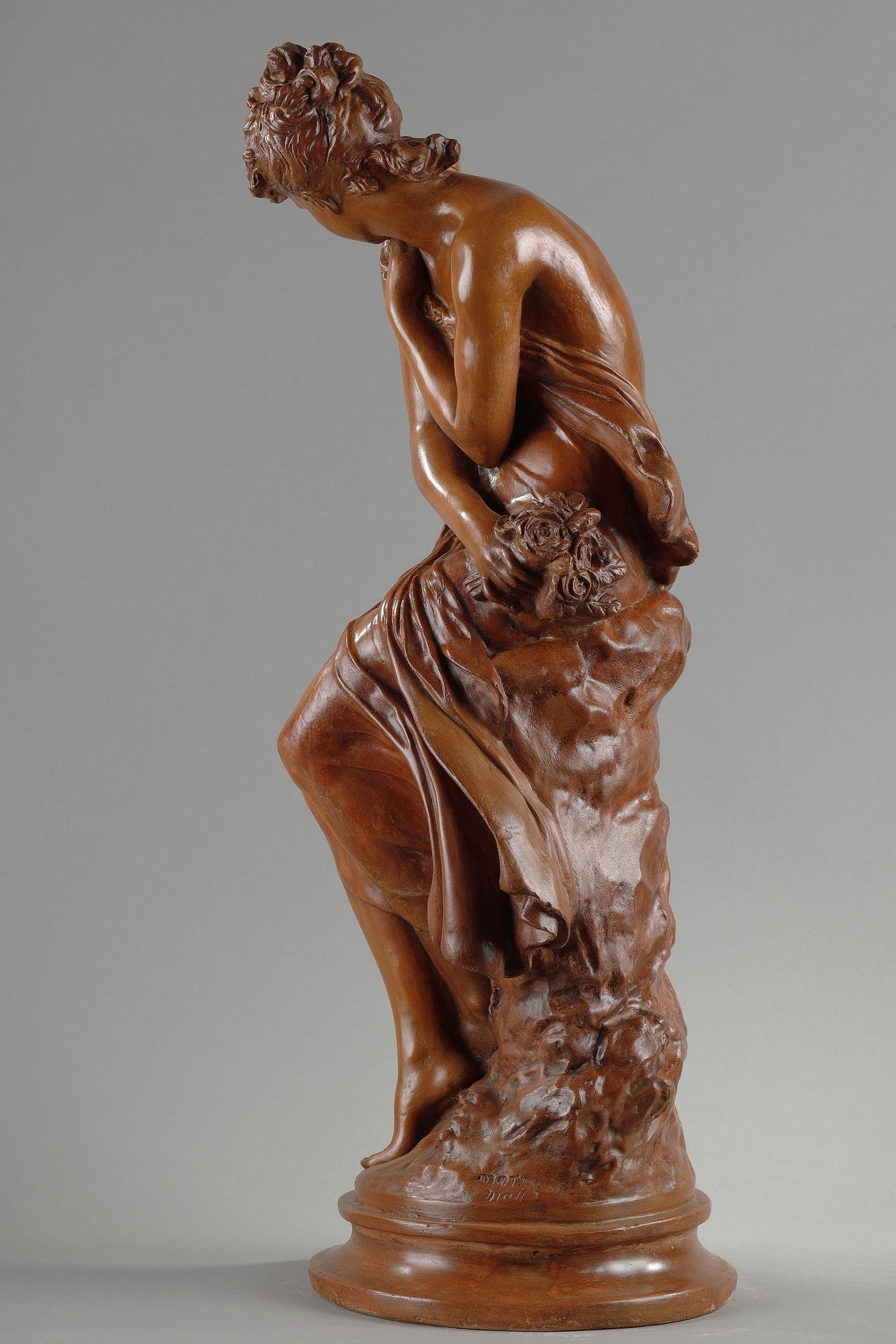 Patinated terracotta sculpture signed by Mathurin Moreau 2