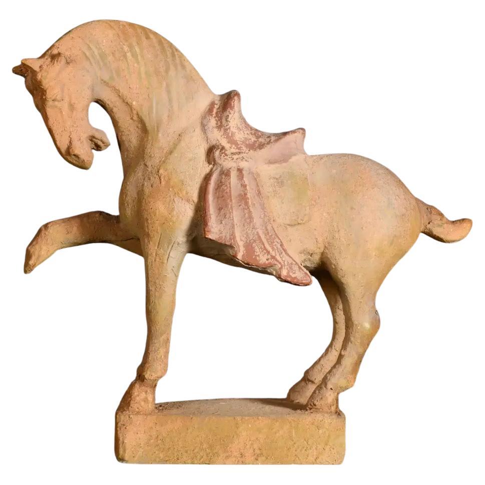 Cheval Tang en terre cuite patinée - Sculpture décorative chinoise, style impérial