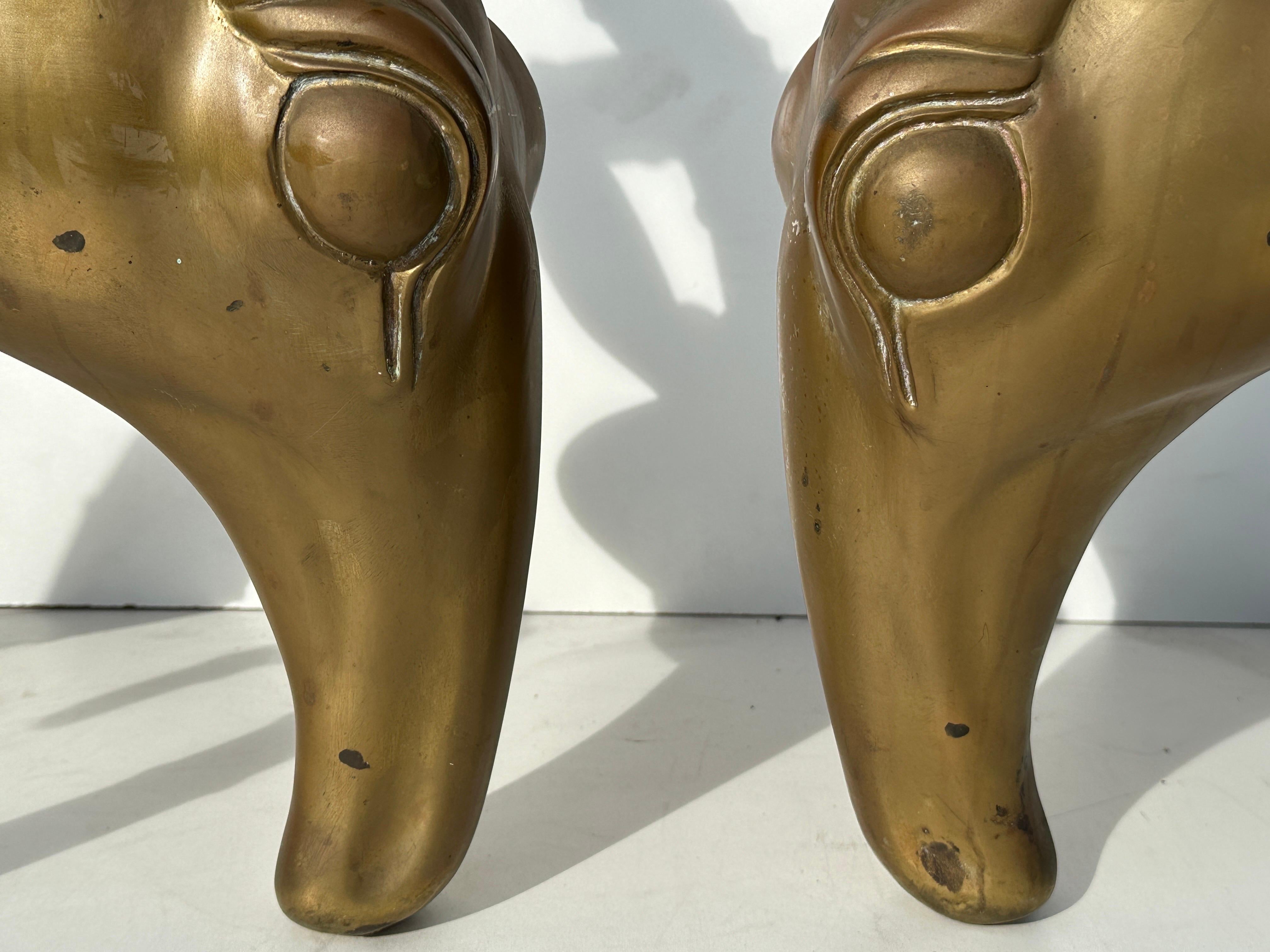 Patinated Two Tone Brass Ibex Heads Dining Table  For Sale 6