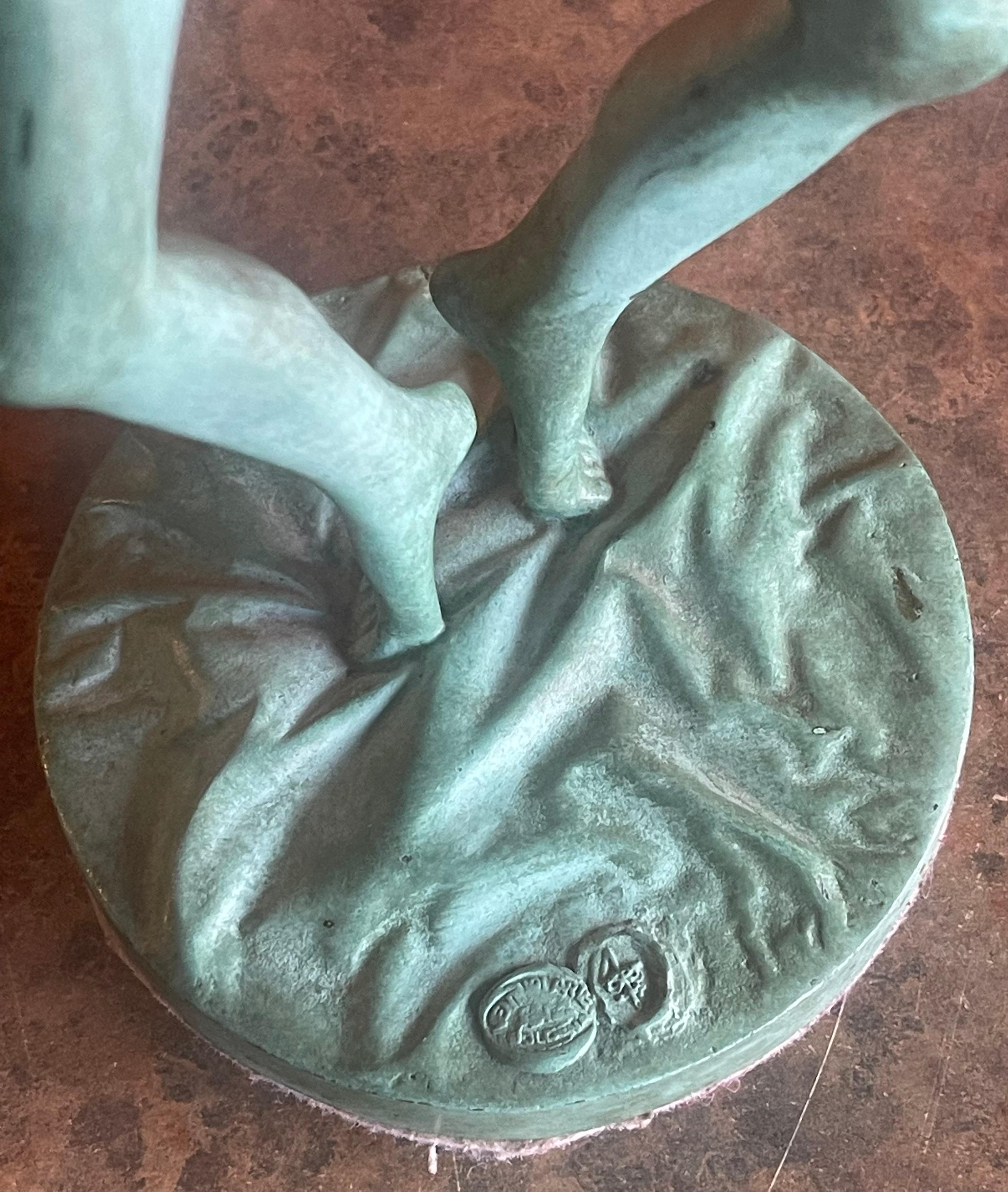 Patinated Verdigras Bronze Figurative Sculpture by Venturi Arte Bologna For Sale 5