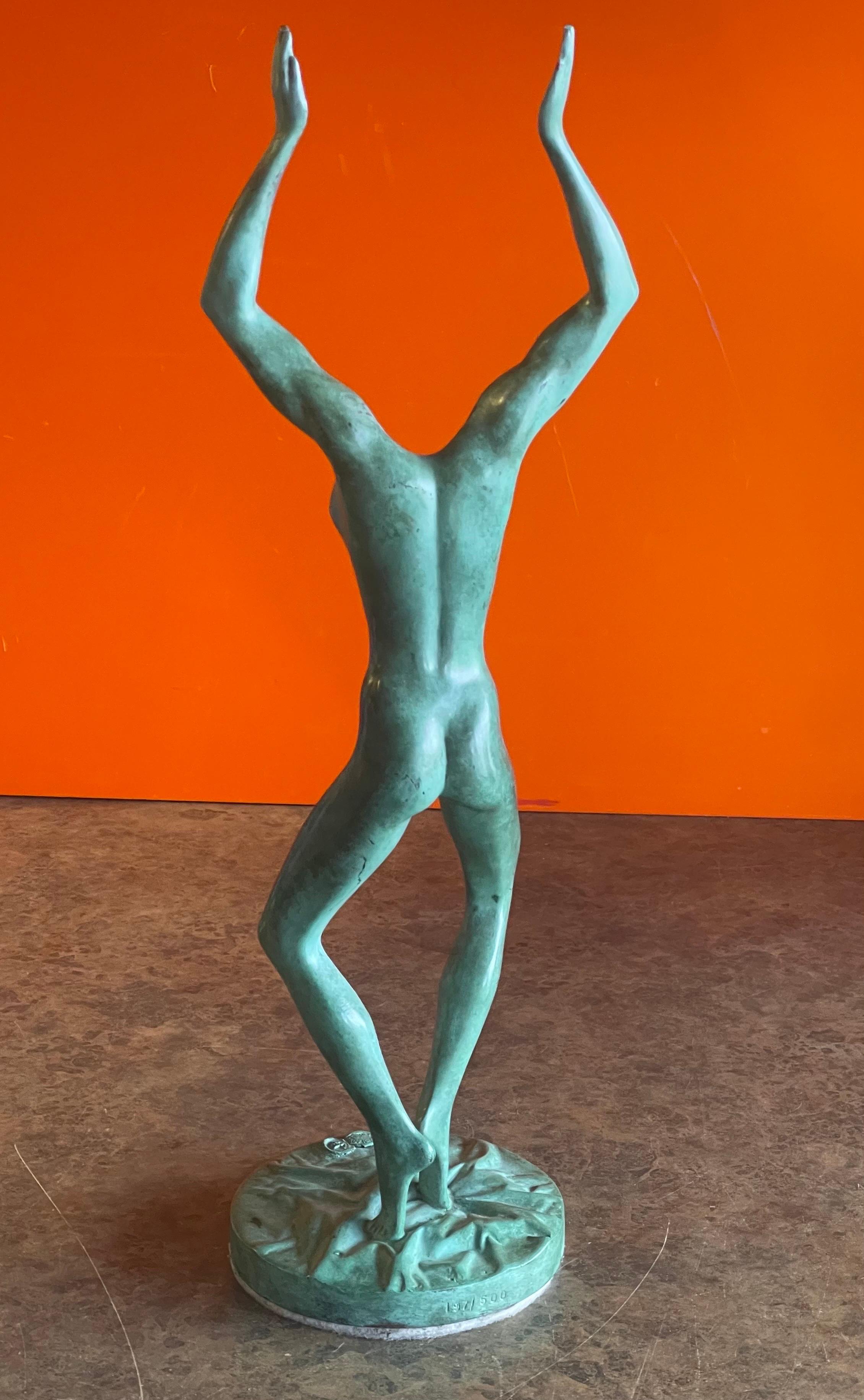 20th Century Patinated Verdigras Bronze Figurative Sculpture by Venturi Arte Bologna For Sale