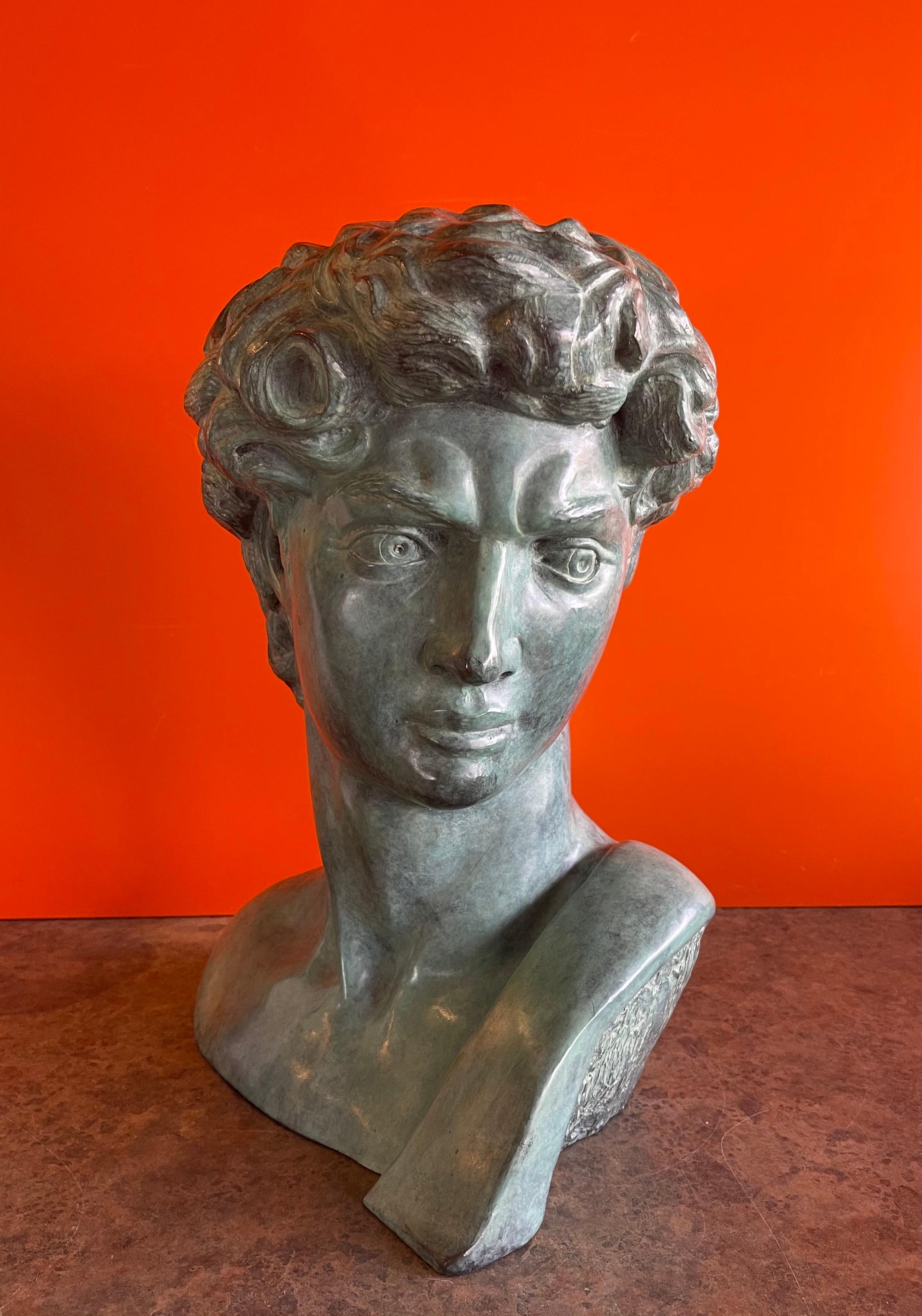 Patinated Verdigris Bronze Bust of Michelangelo's David by Felix de Weldon 9
