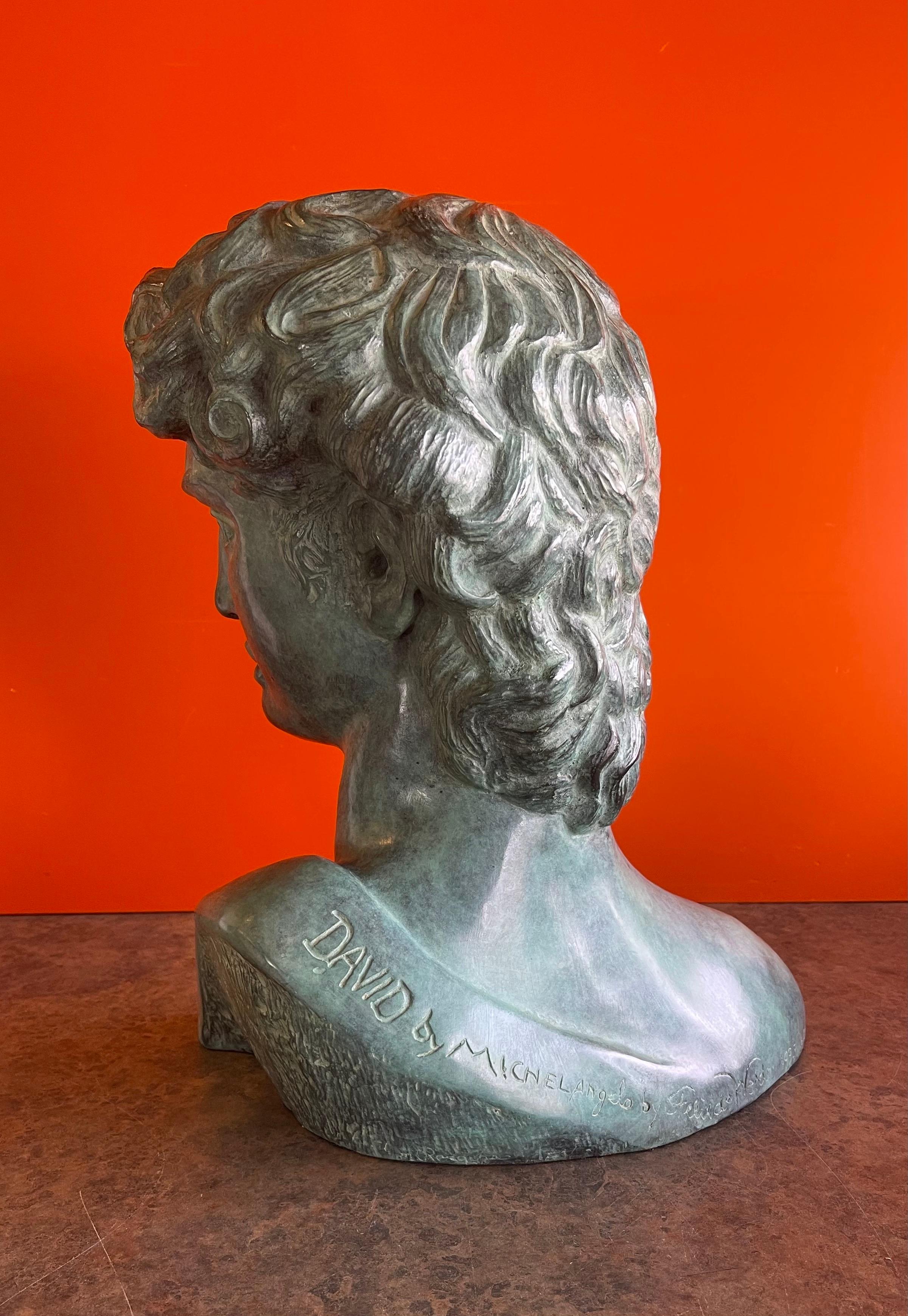 Patinated Verdigris Bronze Bust of Michelangelo's David by Felix de Weldon 2