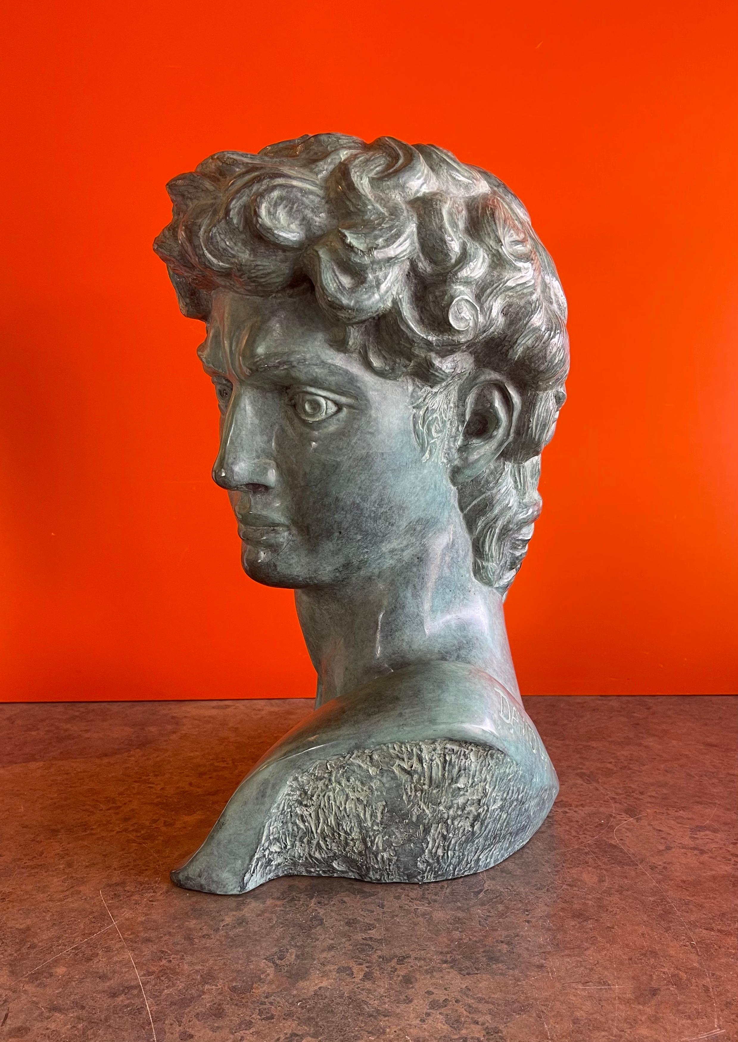 Patinated Verdigris Bronze Bust of Michelangelo's David by Felix de Weldon 3