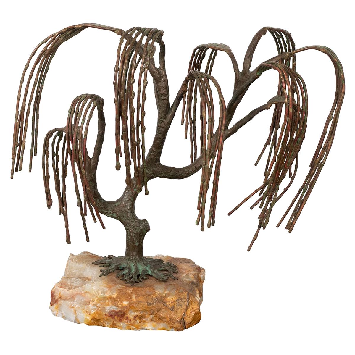 Patinated Willow Tree Sculpture For Sale