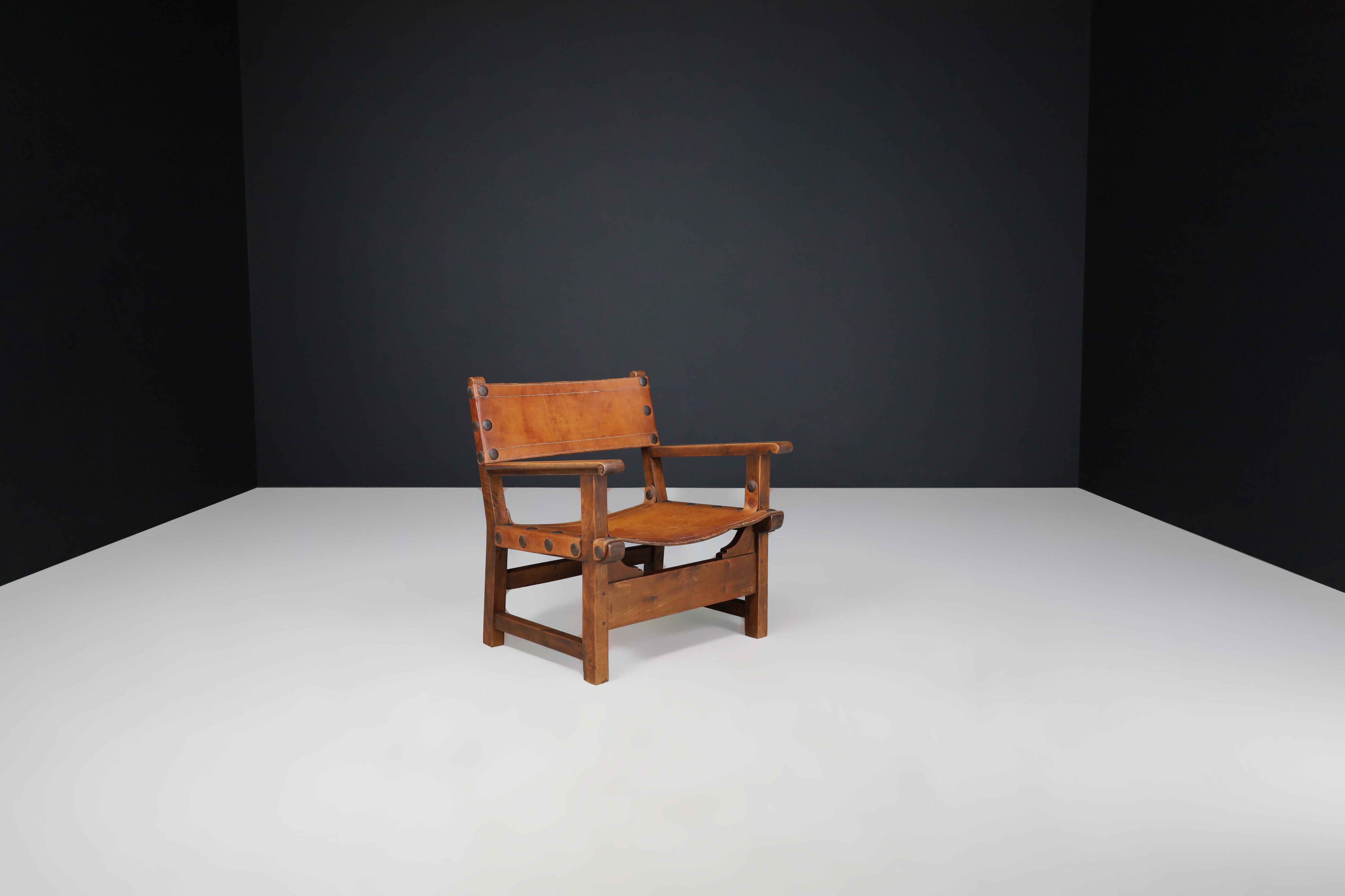Patinated Wood and Cognac Leather 