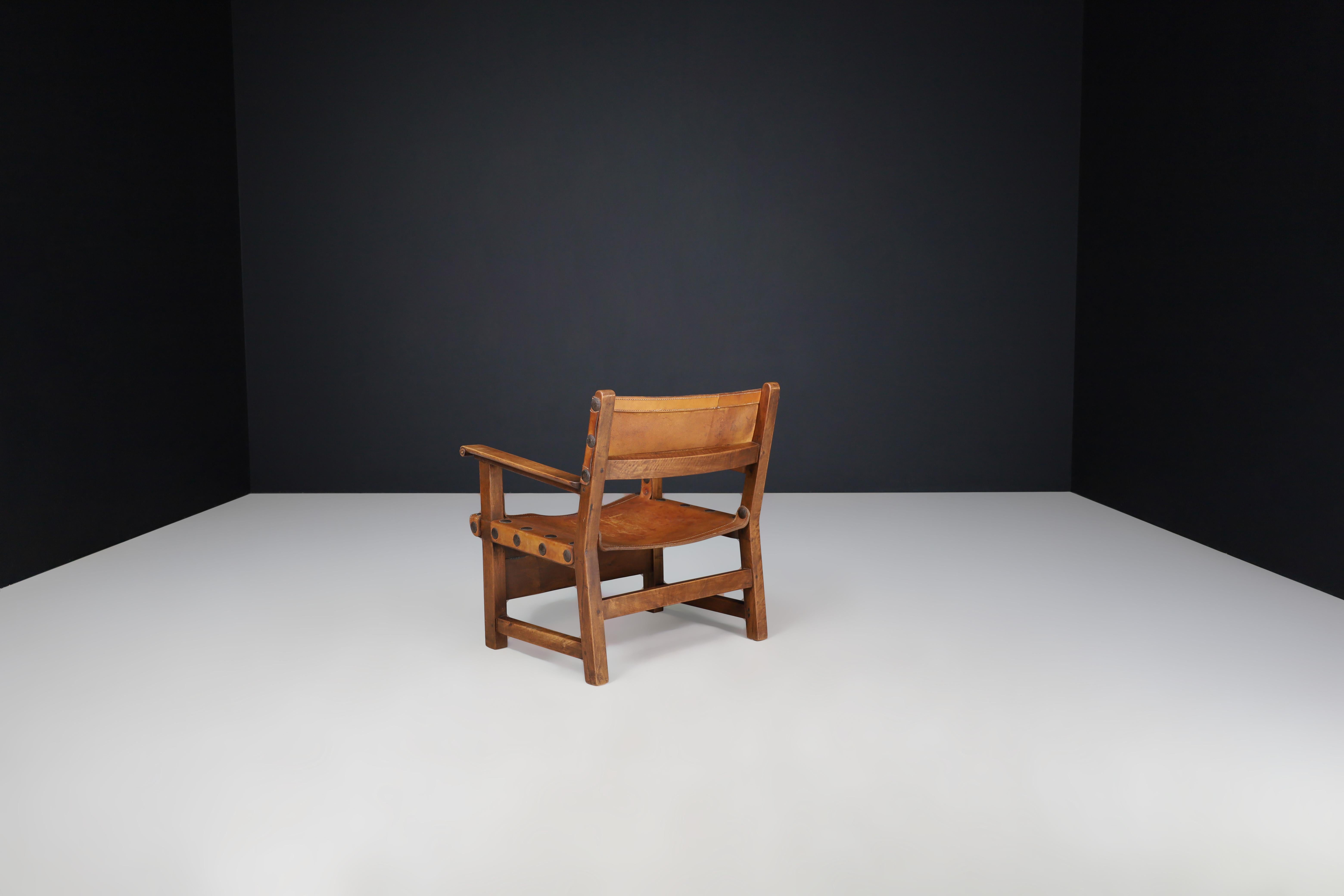 Patinated Wood and Cognac Leather 