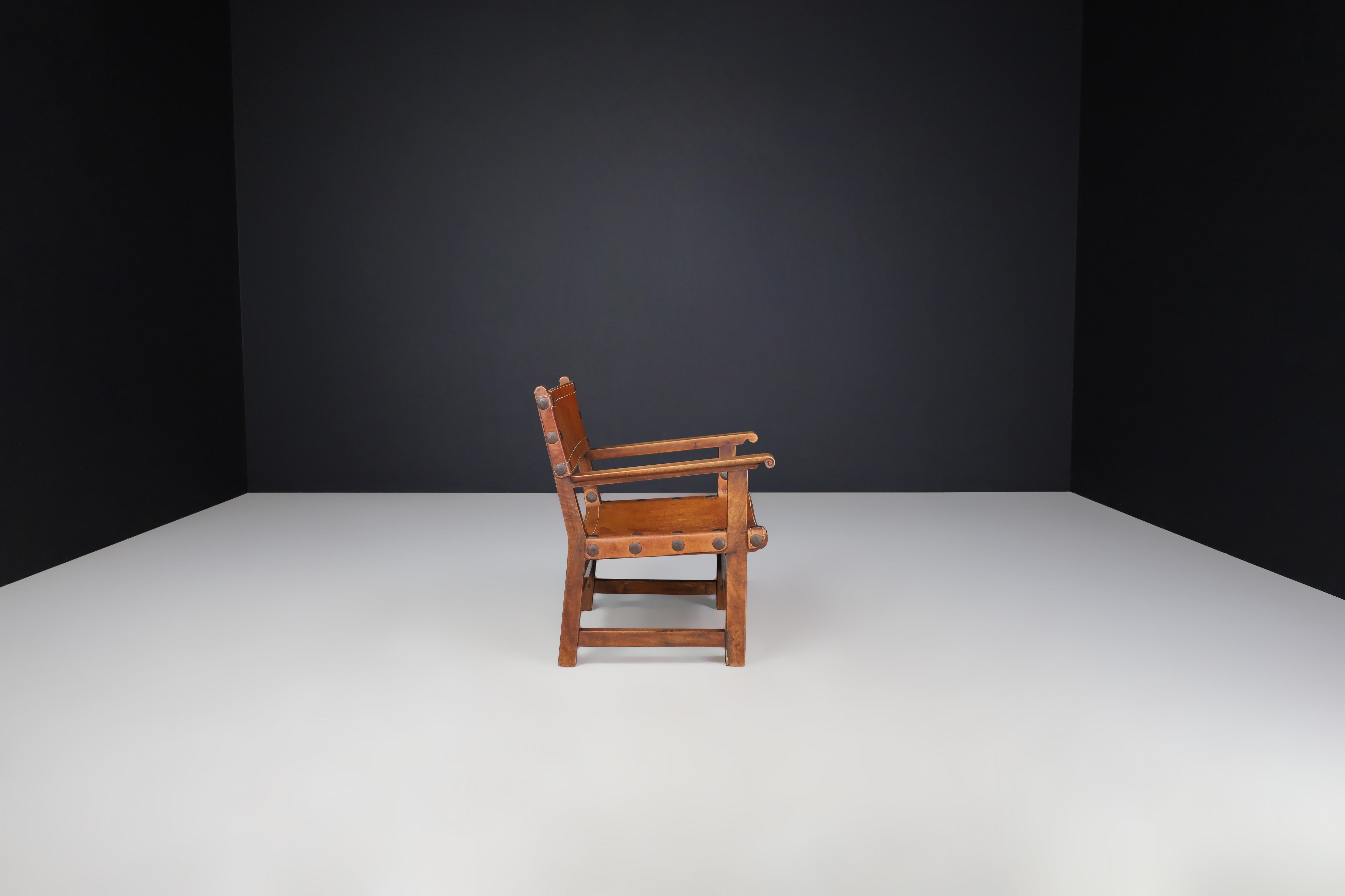 Patinated Wood and Cognac Leather 