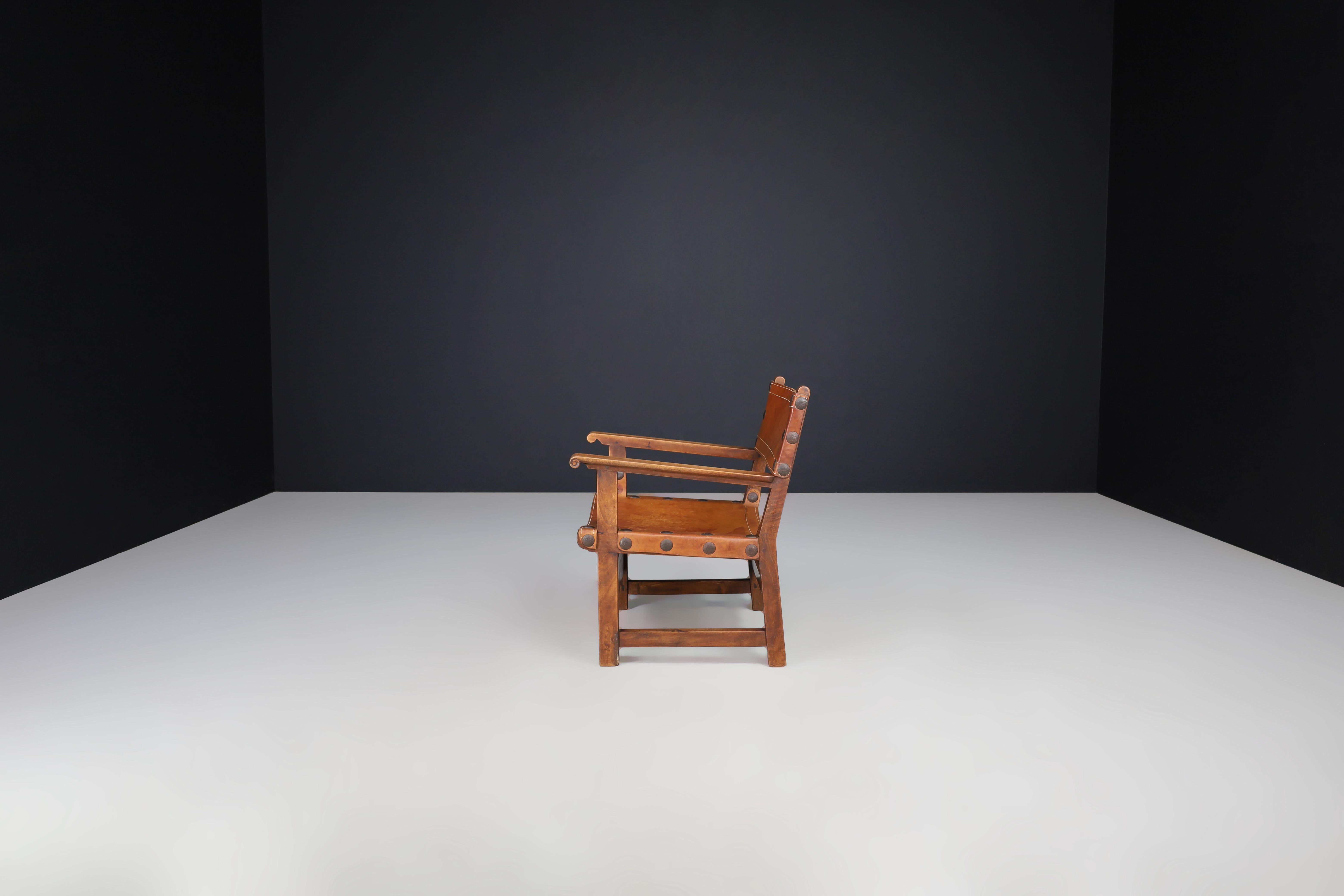 Patinated Wood and Cognac Leather 
