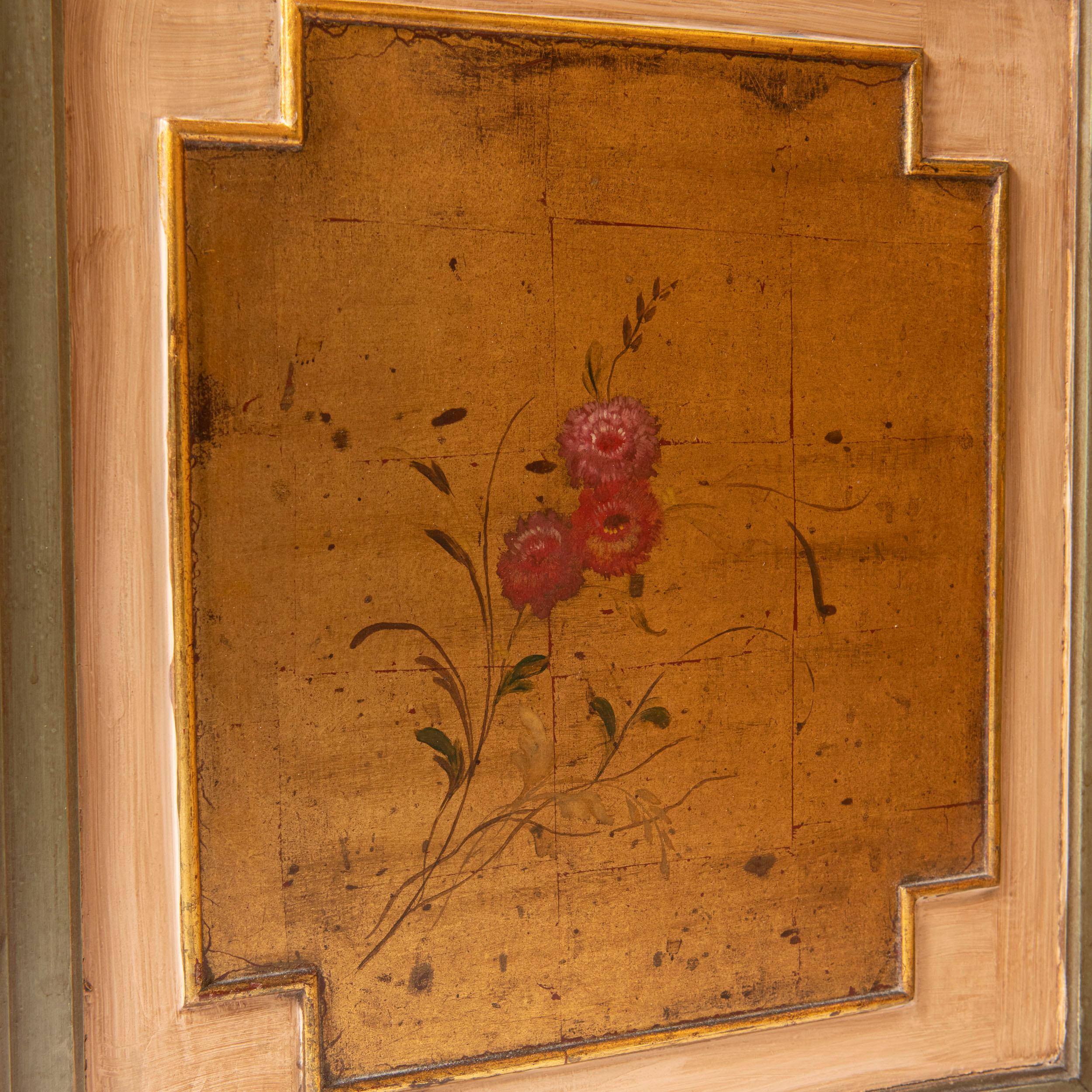 French Patinated Wood and Gold Leaf Screen. France, Mid-20th Century For Sale
