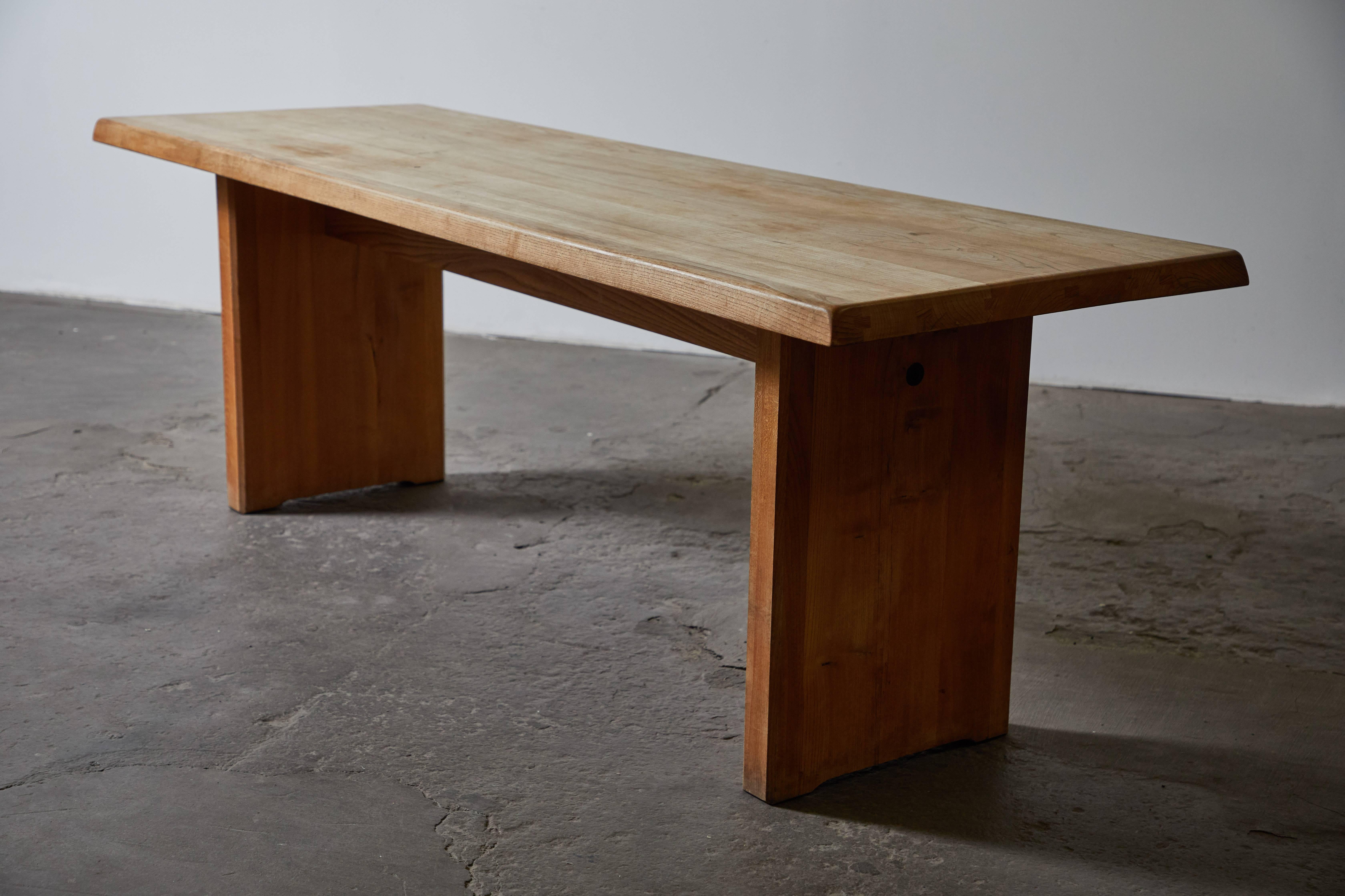 Mid-20th Century Patinated Wood Dining Table by Pierre Chapo