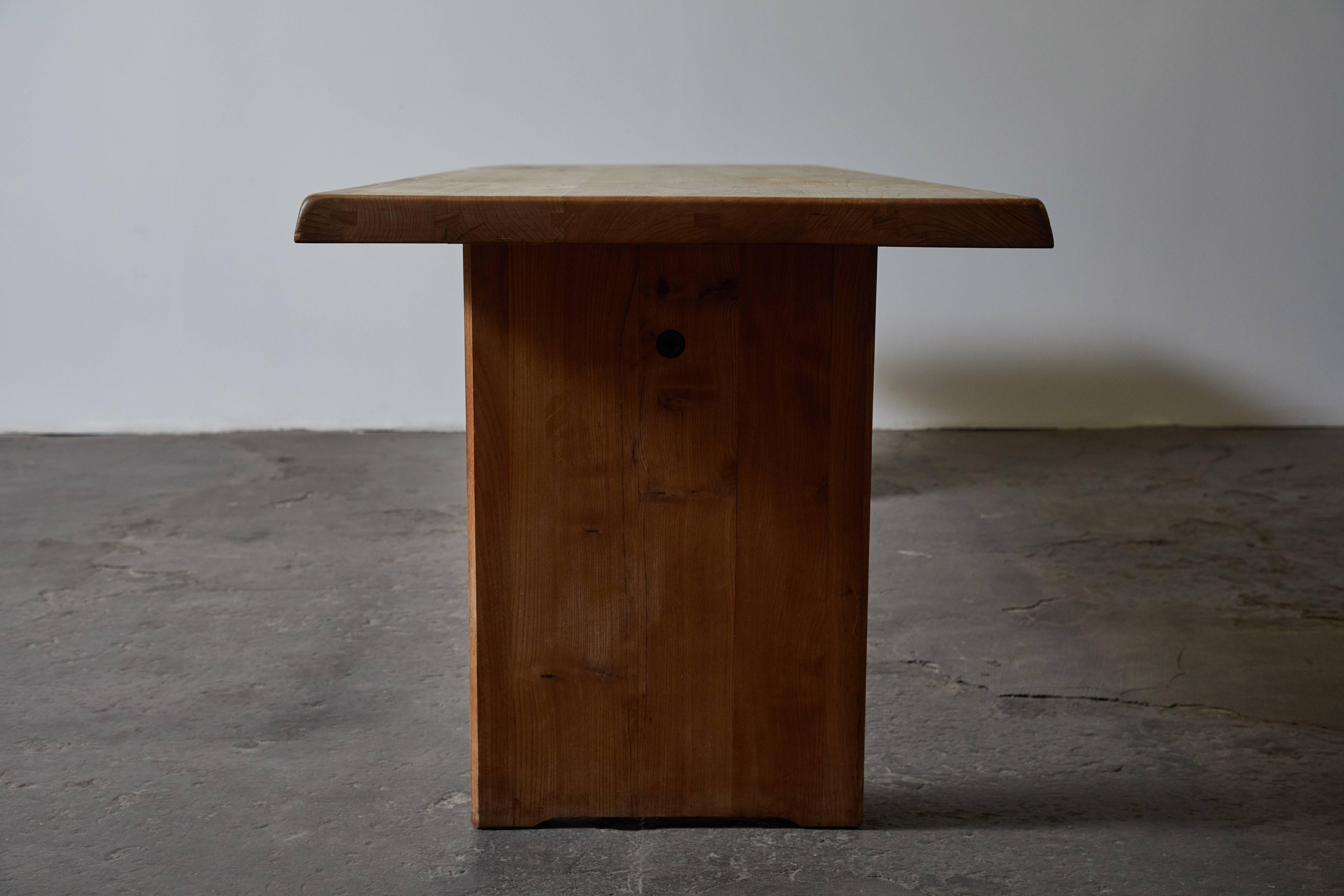 Elm Patinated Wood Dining Table by Pierre Chapo