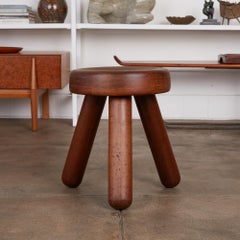 Tabouret de traite tripode en bois patiné