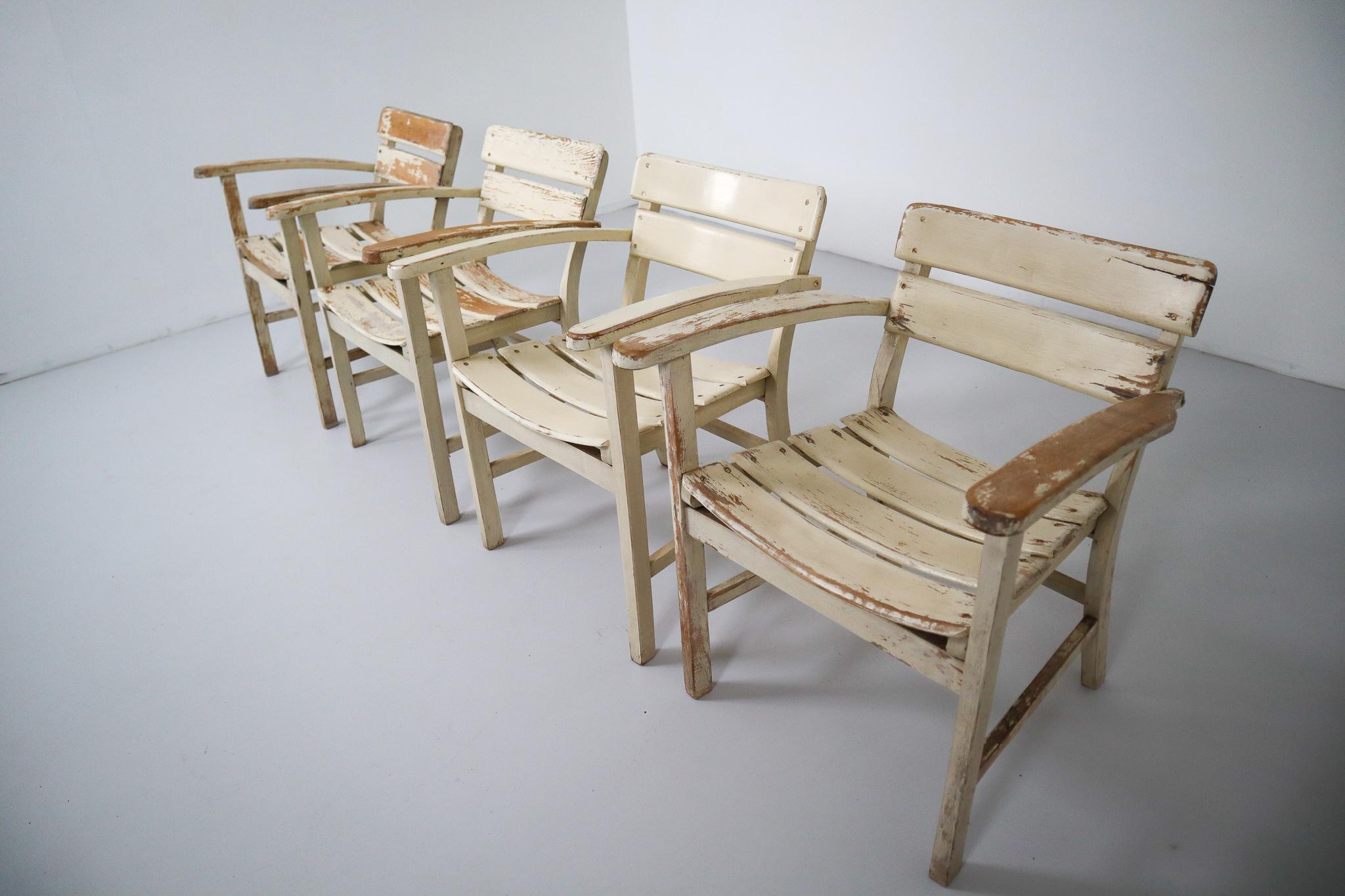 Patinated Wooden Garden Furniture, Germany, 1930s 1