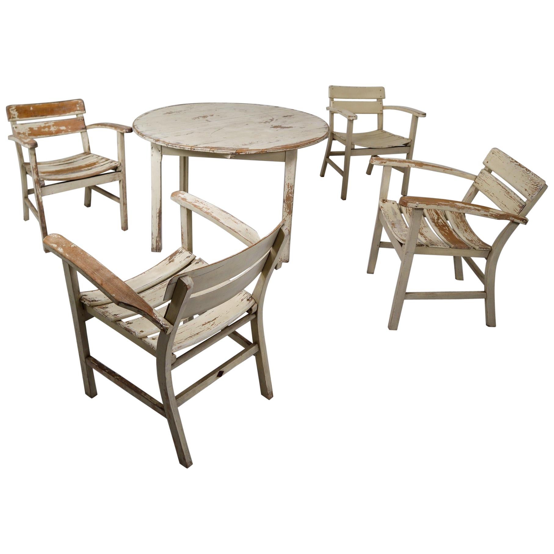 Patinated Wooden Garden Furniture, Germany, 1930s