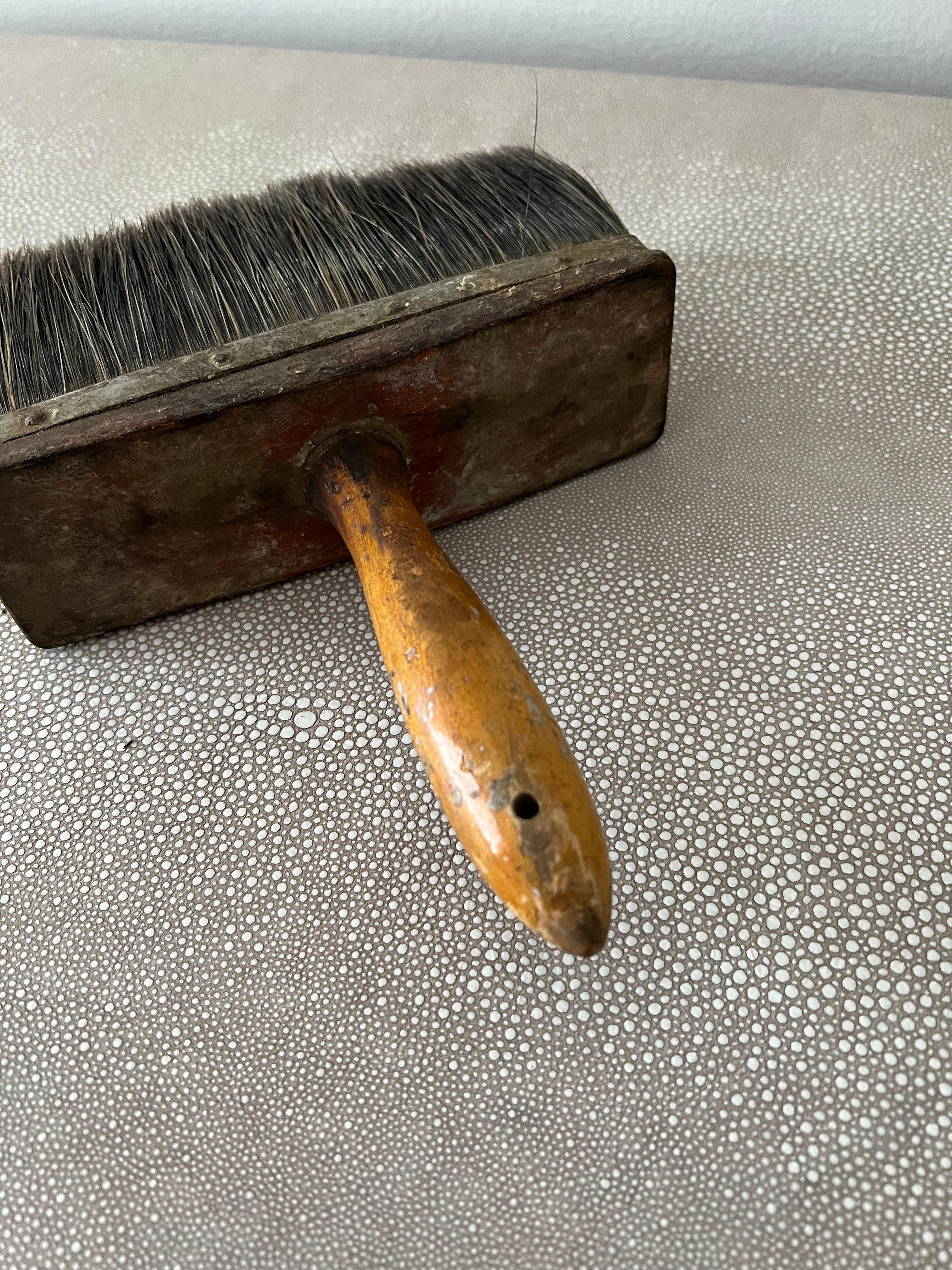 Rustic Patinated Wooden Handle Paint Brush For Sale