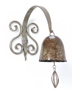 Patinated Wrought Iron Art Deco Amsterdam School Gong or Bell, 1930s