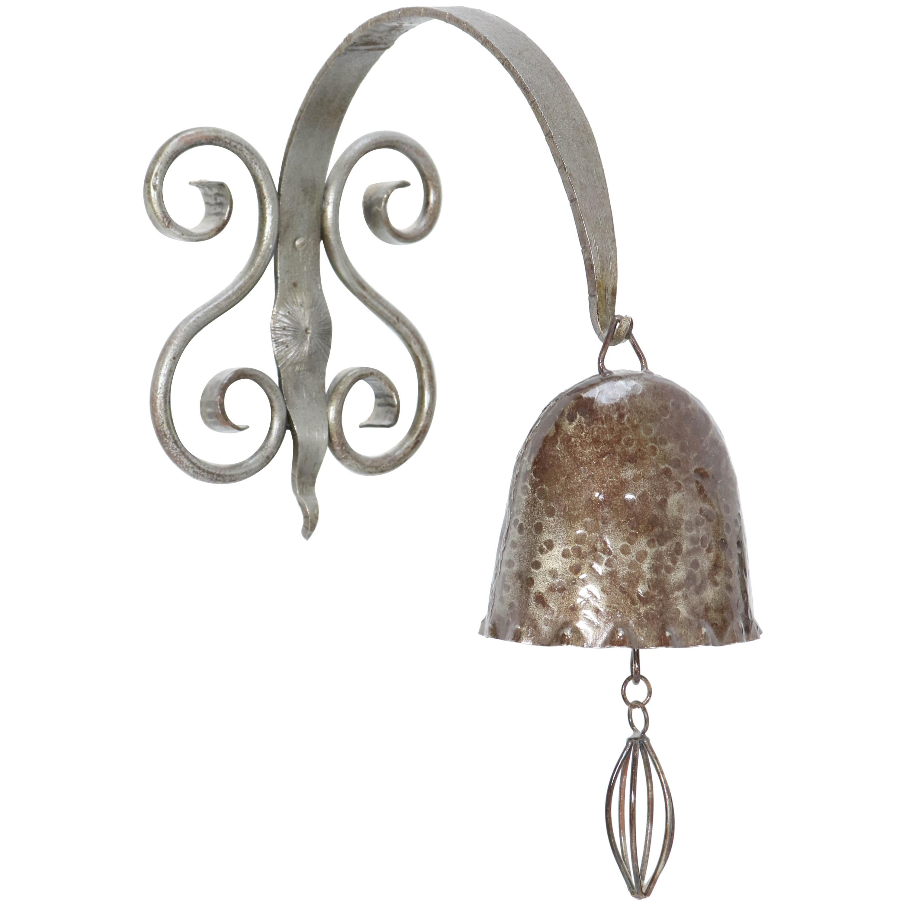 Patinated Wrought Iron Art Deco Amsterdam School Gong or Bell, 1930s For Sale