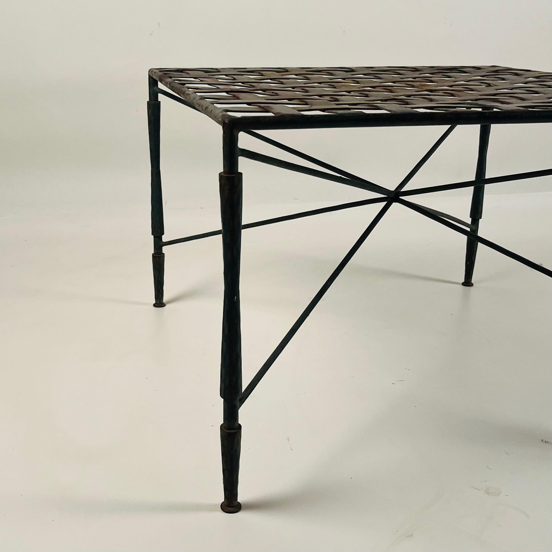 Mid-Century Modern Patinated Wrought Iron Ottoman by Mario Papperzini for John Salterini For Sale