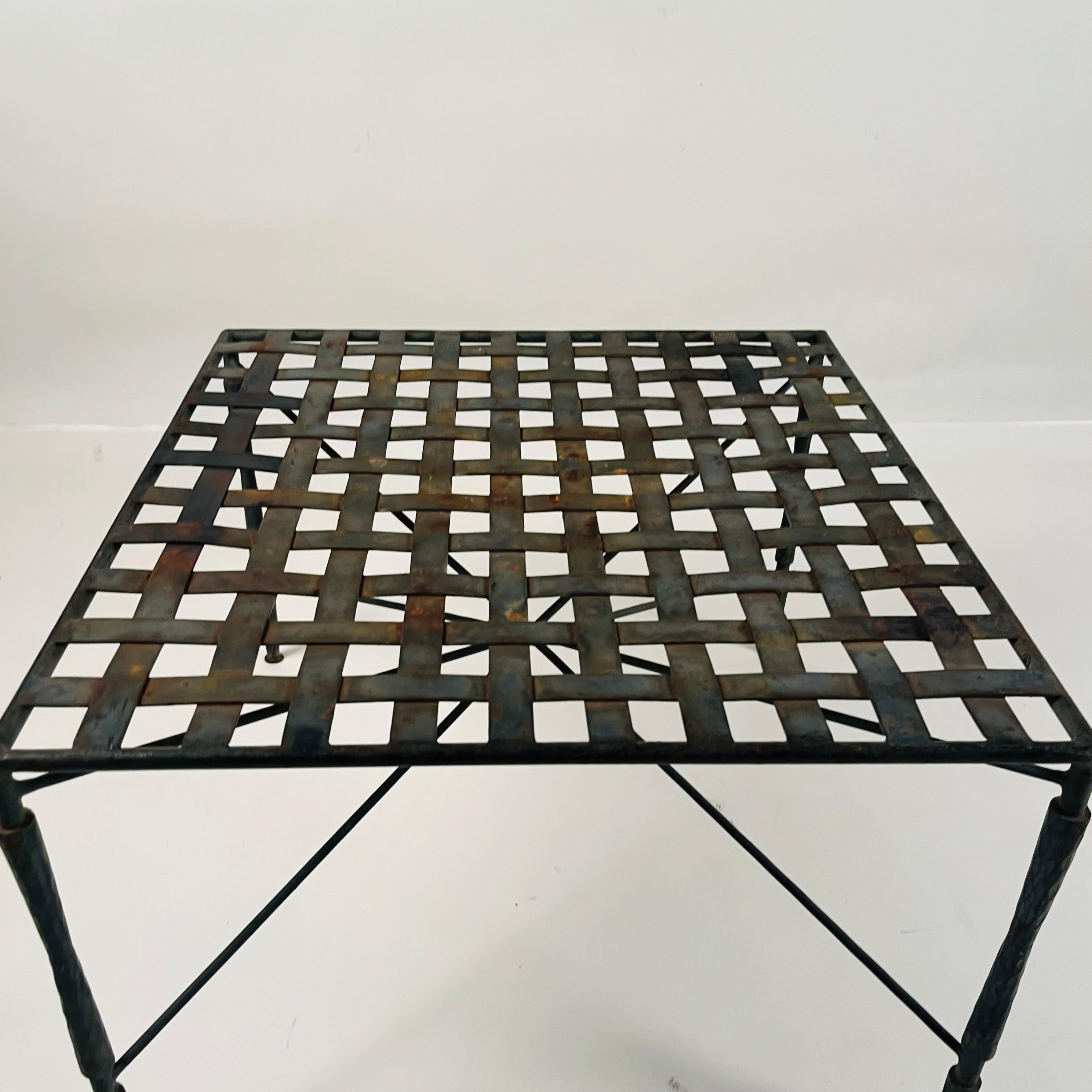 Italian Patinated Wrought Iron Ottoman by Mario Papperzini for John Salterini For Sale