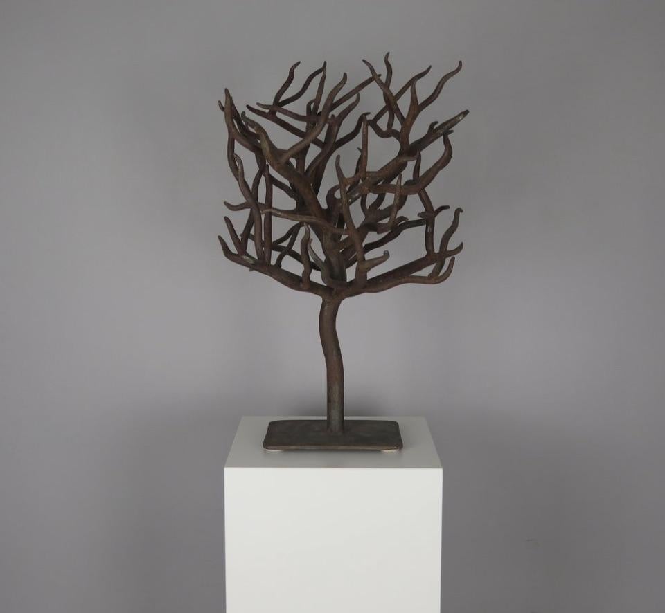 Heavily Patinated Wrought Iron Tree Sculpture. France, circa 1950.
