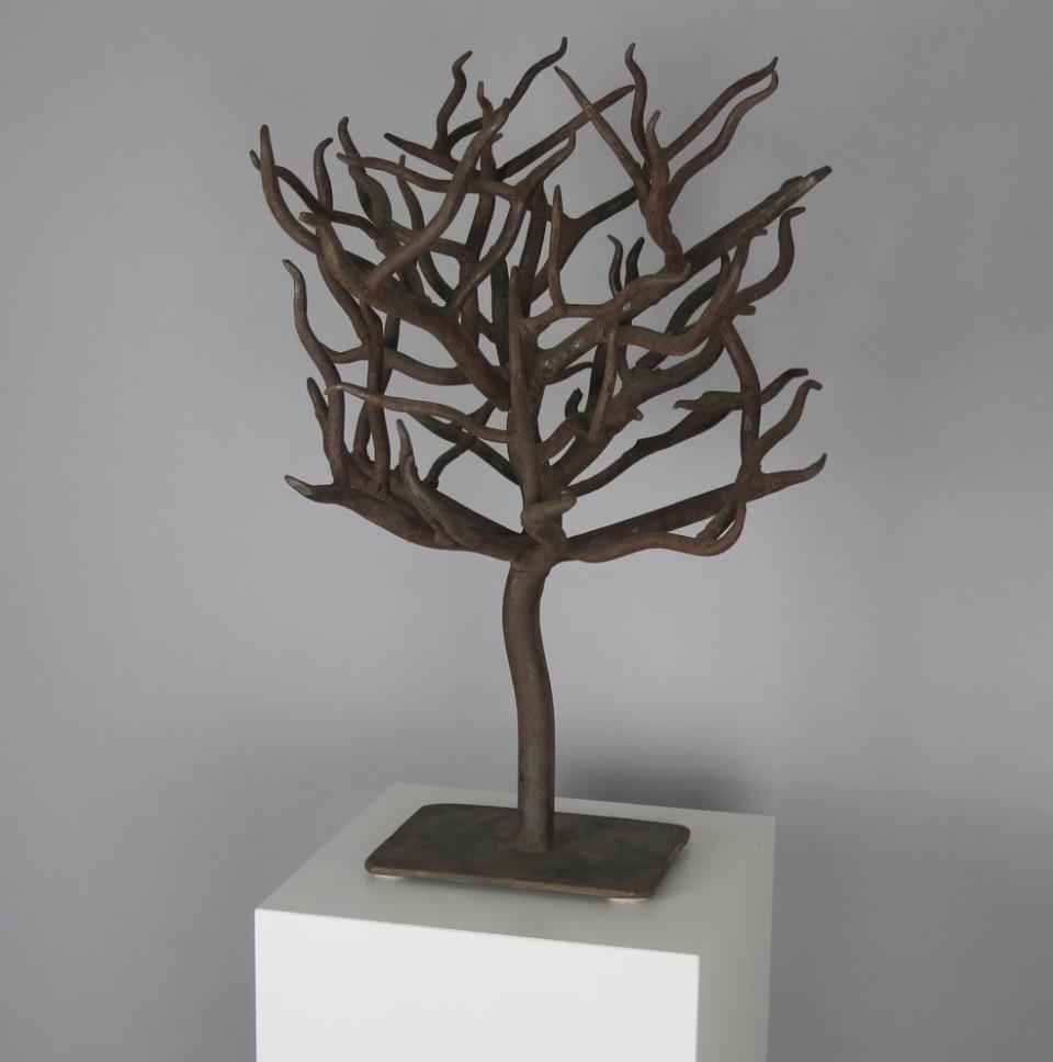 Welded Patinated Wrought Iron Tree Sculpture For Sale