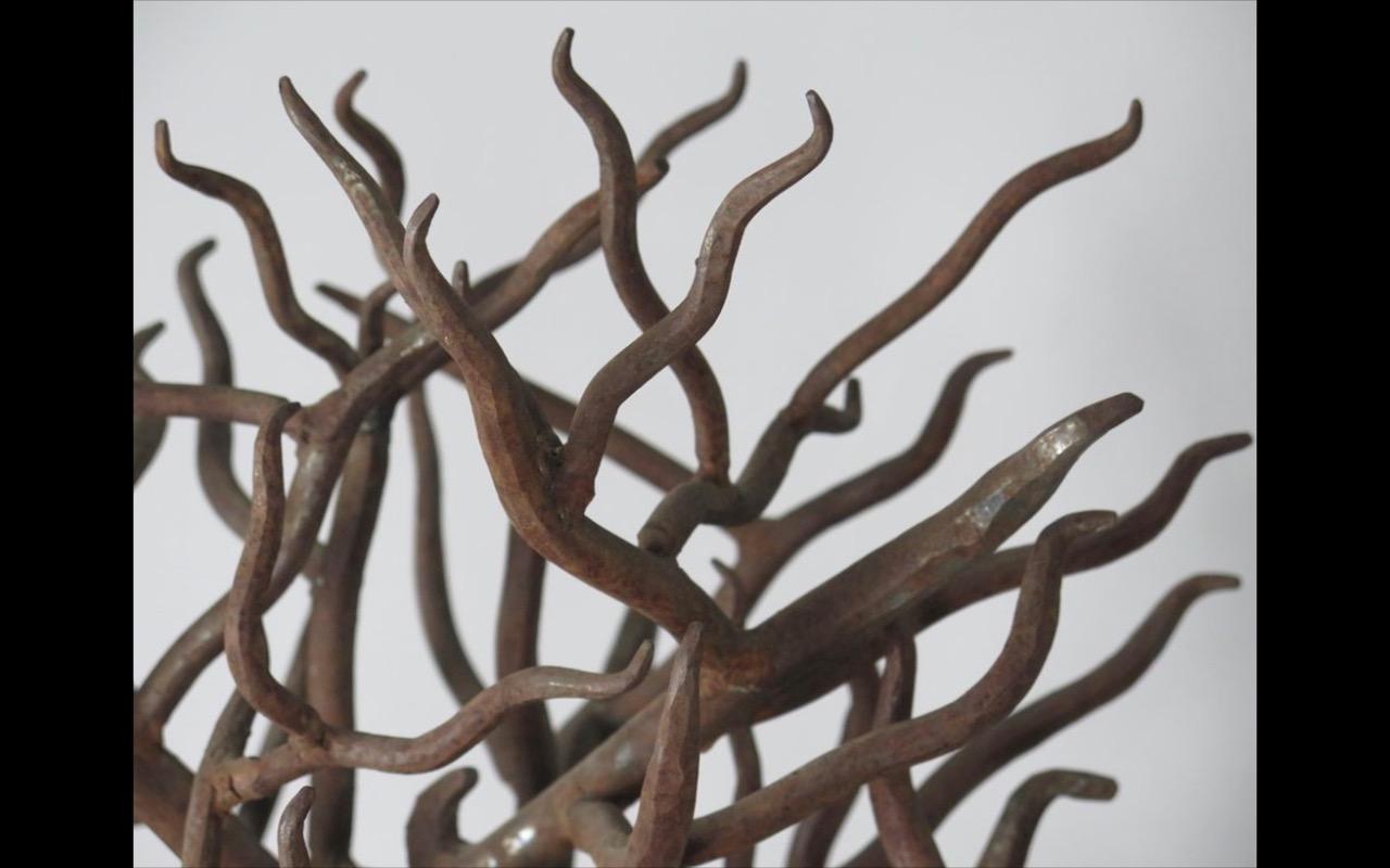 Mid-20th Century Patinated Wrought Iron Tree Sculpture For Sale