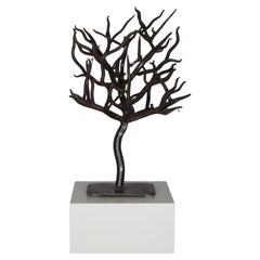 Vintage Patinated Wrought Iron Tree Sculpture