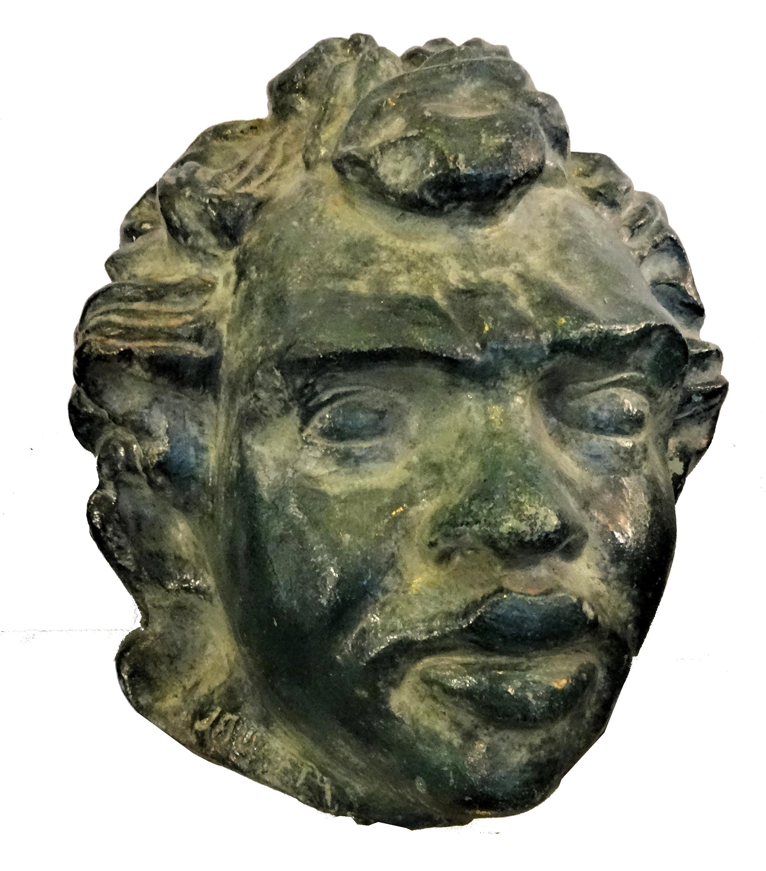 Patinierter Gipskopf 1964 sign. JAURET For Sale at 1stDibs